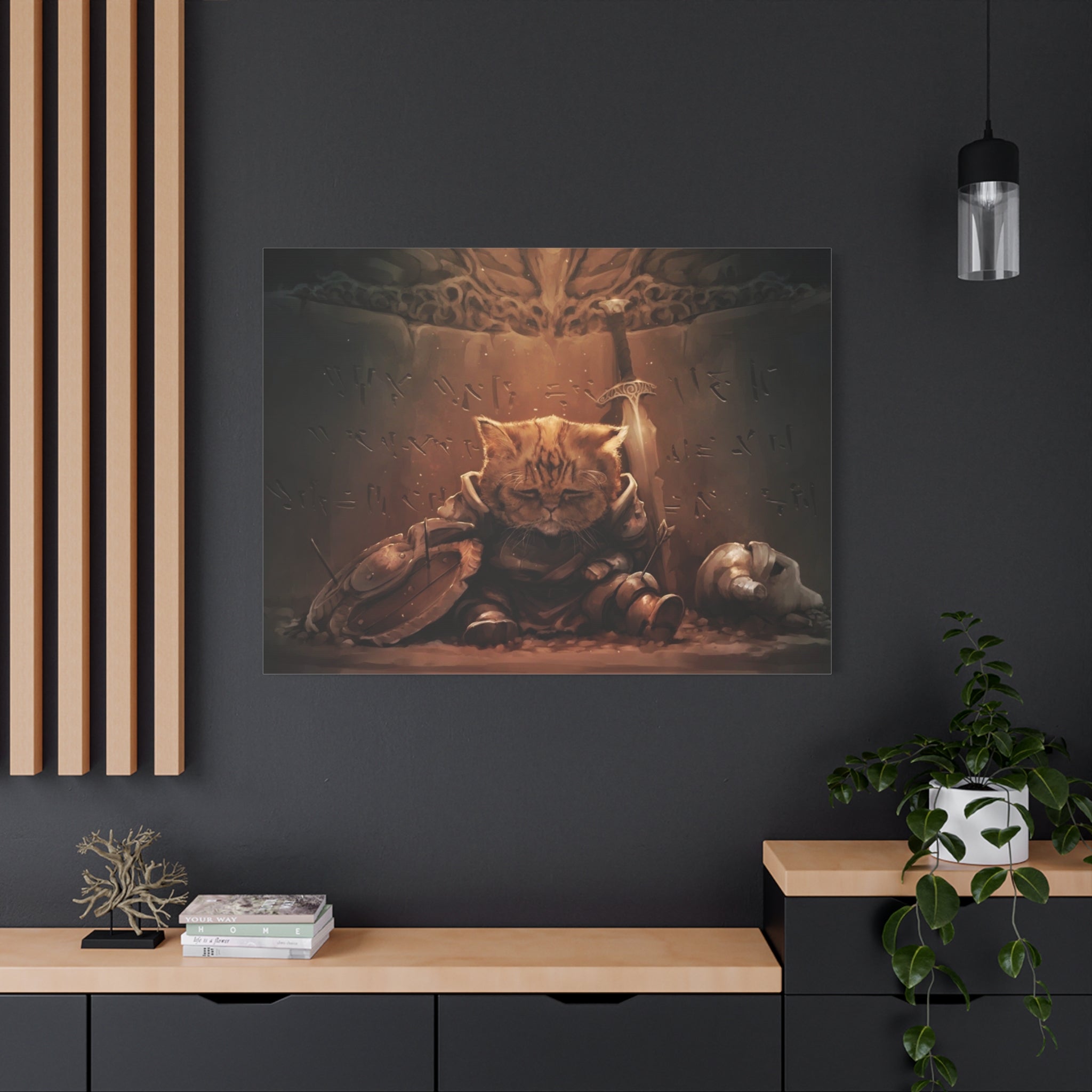 The Elder Scrolls Skyrim Canvas Wall Art - Cat Game Canvas Print Room Decor, Dragon Gaming Wall Art, Skyrim Gift