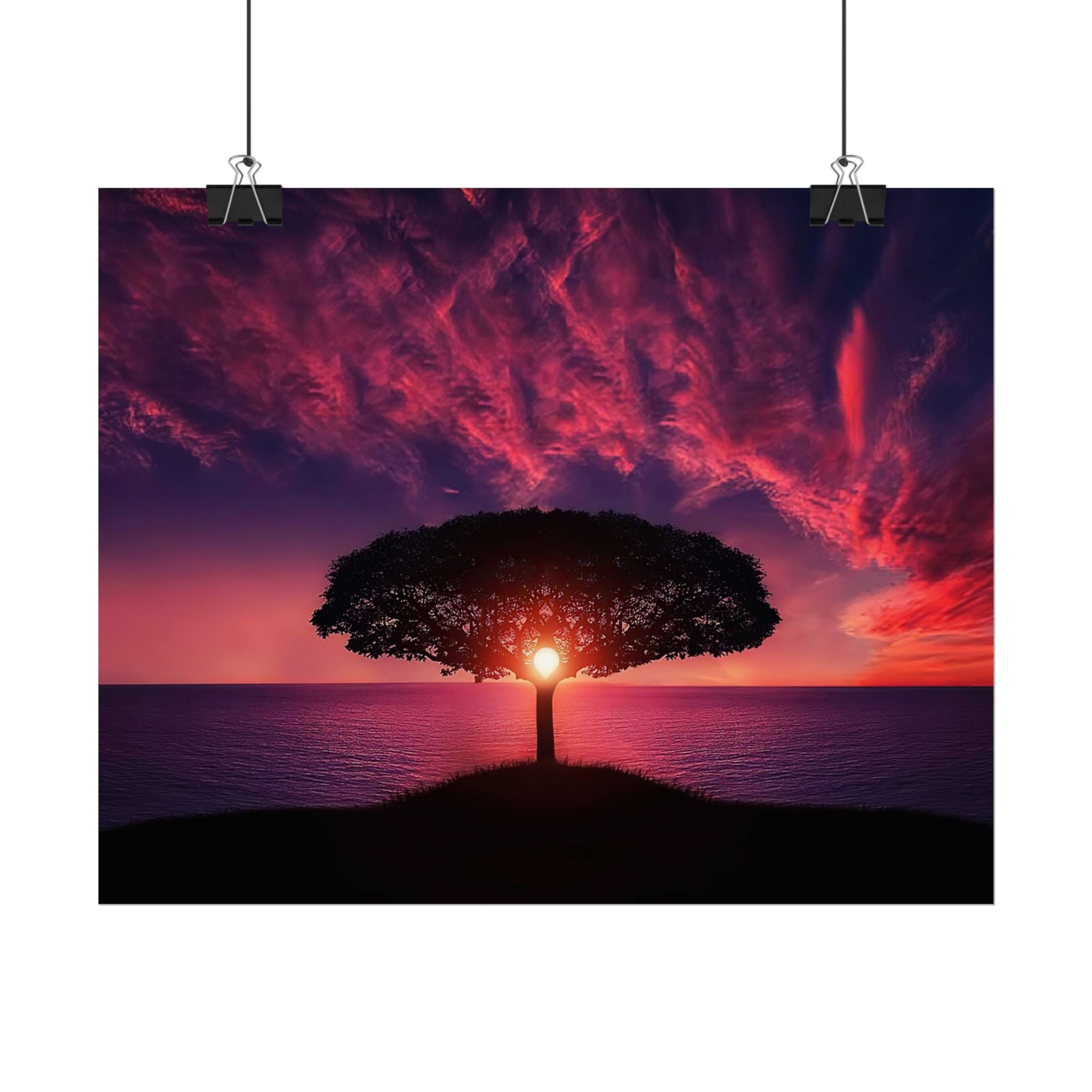 Panoramic Sunset Poster Print, Tree Wall Art, Scenery Decor, Exra Large Wall Art, Canvas Art Print, Landscape, Nature Wall Decor