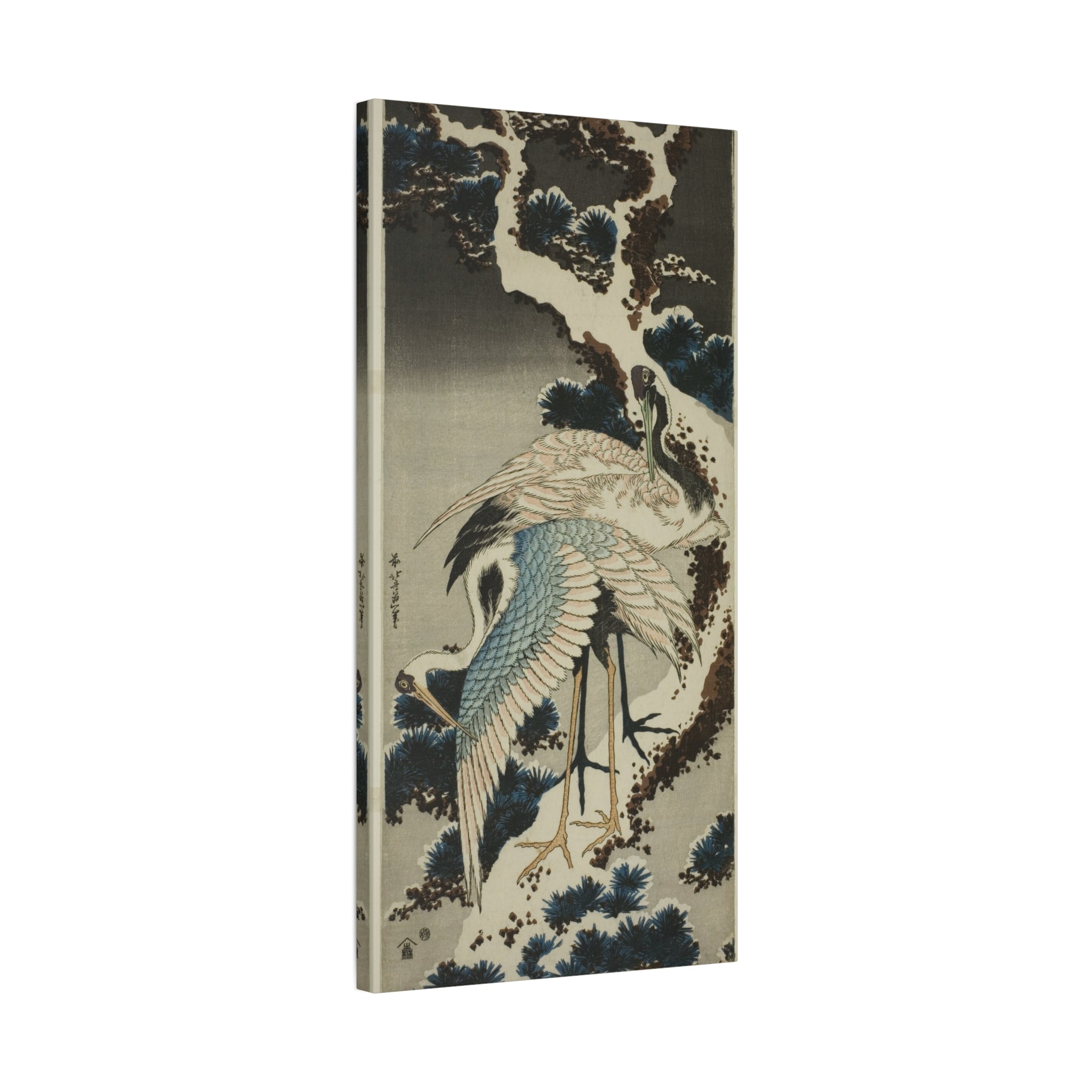 canvas-print-cranes-on-snow-covered-pine-katsushika-hokusai-art-japanese-art-decor-japanese-wall-art-matte-canvas