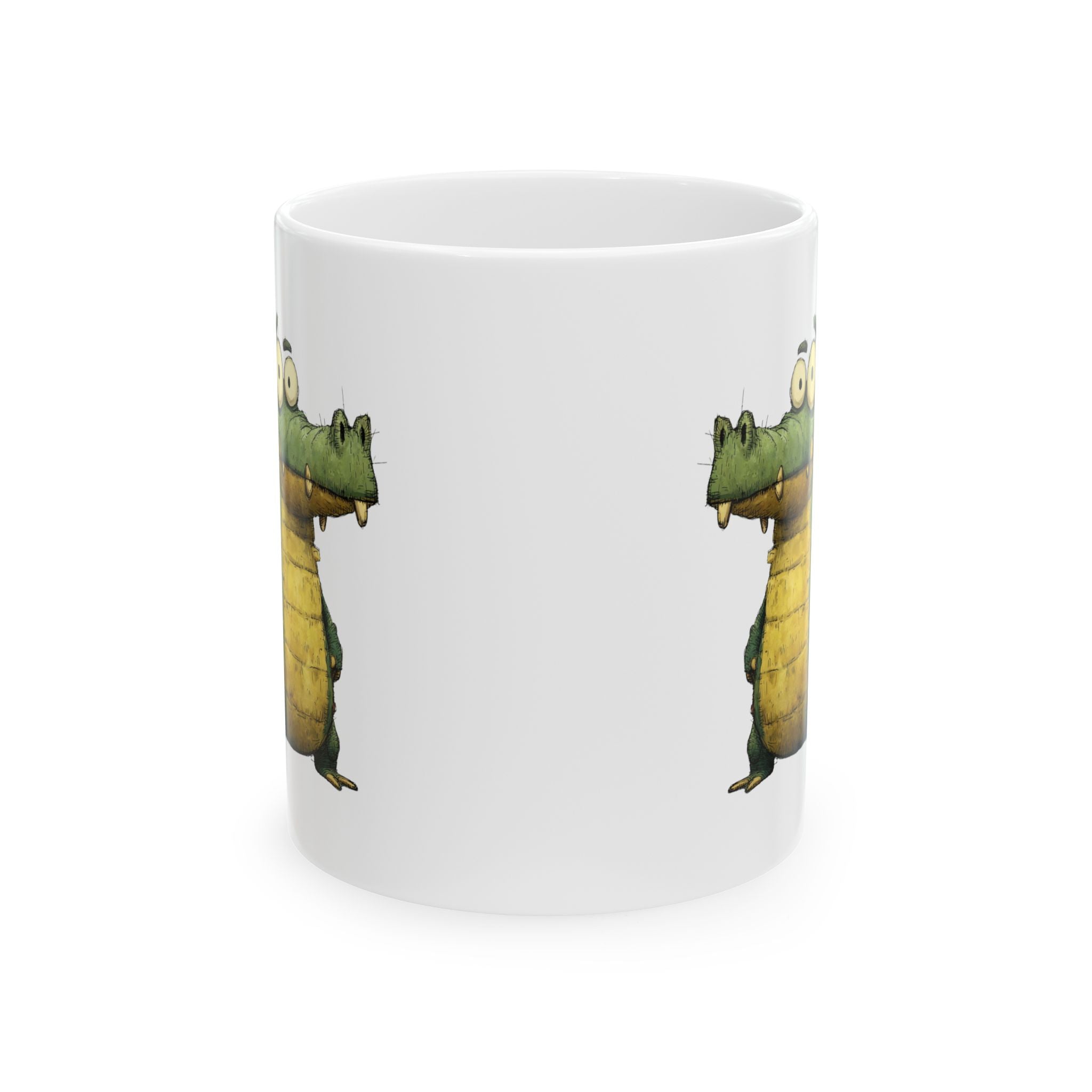 Fun Crocodile Ceramic Mug for Coffee Lovers, Cute Animal Mug, Office Mug, Gift for Kids, Yellow Croc Design