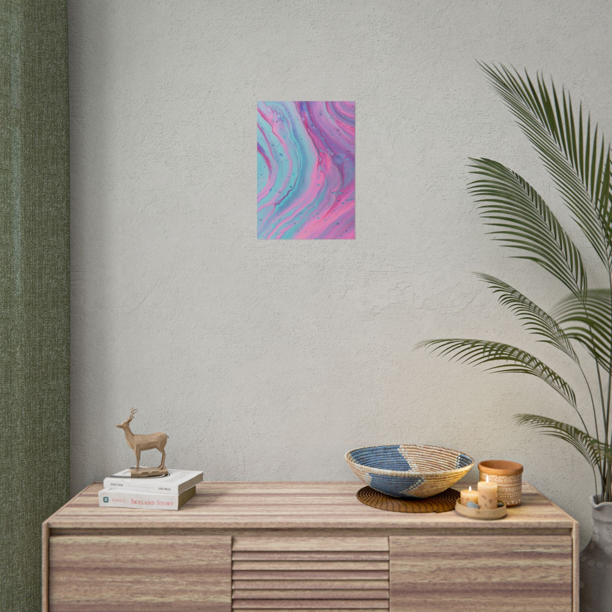 Blue Pink Abstract Minimalist Poster Print, Blue Pink Decor, Pink Blue Canvas Wall Art, Modern Home Decor, Living Room Wall Art