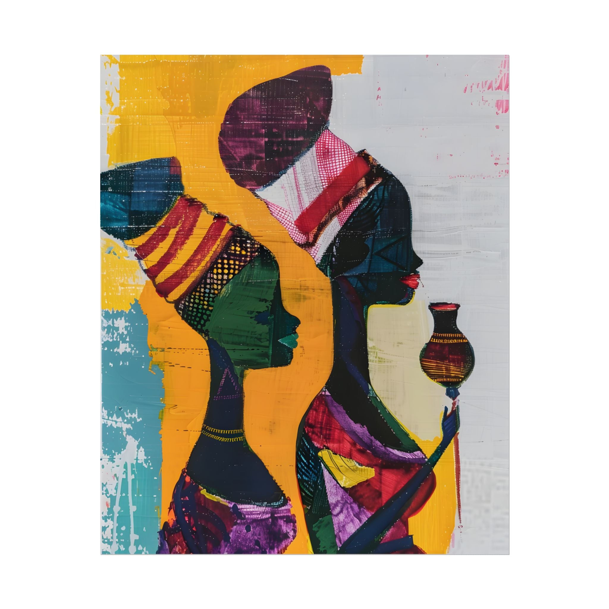 Traditional African Woman Poster Wall Art, African Portrait, Afrocentric, Tribal Home Art, Afro American Art, Ethnic Wall Decor
