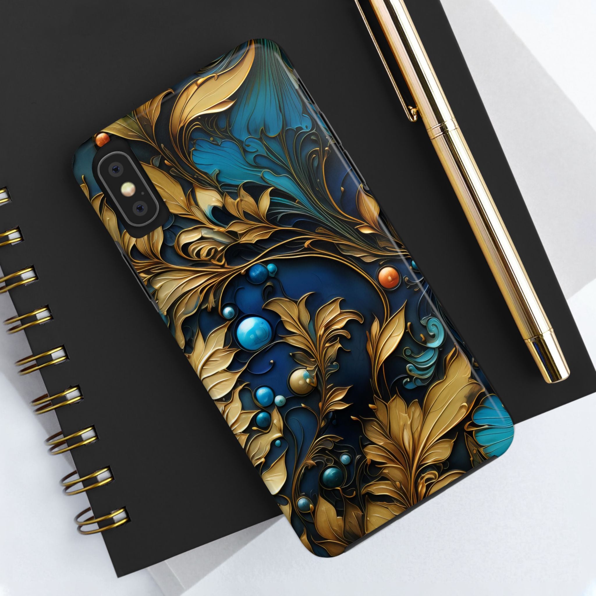 textured-art-nouveau-floral-tough-phone-case-cottagecore-iphone-case-unique-floral-phone-cover-vintage-style-iphone-case-prot
