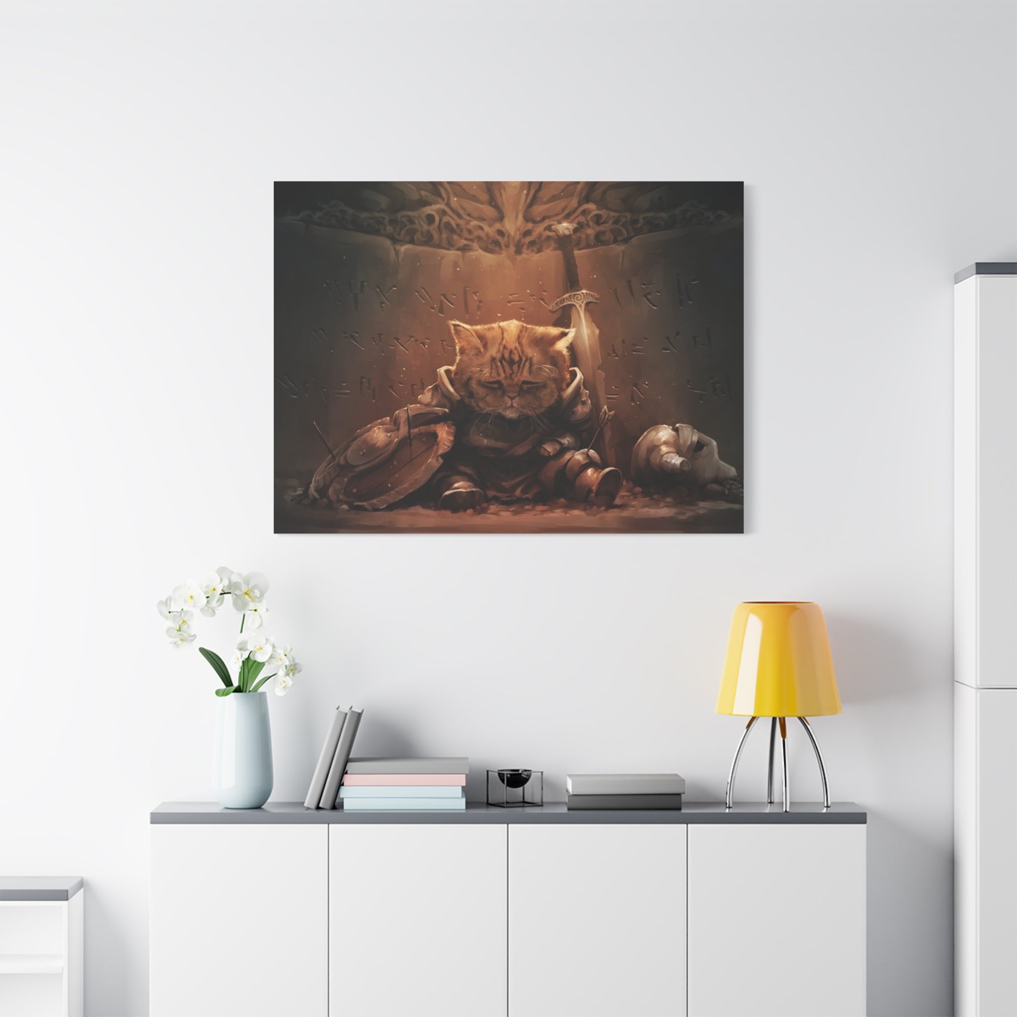 The Elder Scrolls Skyrim Canvas Wall Art - Cat Game Canvas Print Room Decor, Dragon Gaming Wall Art, Skyrim Gift