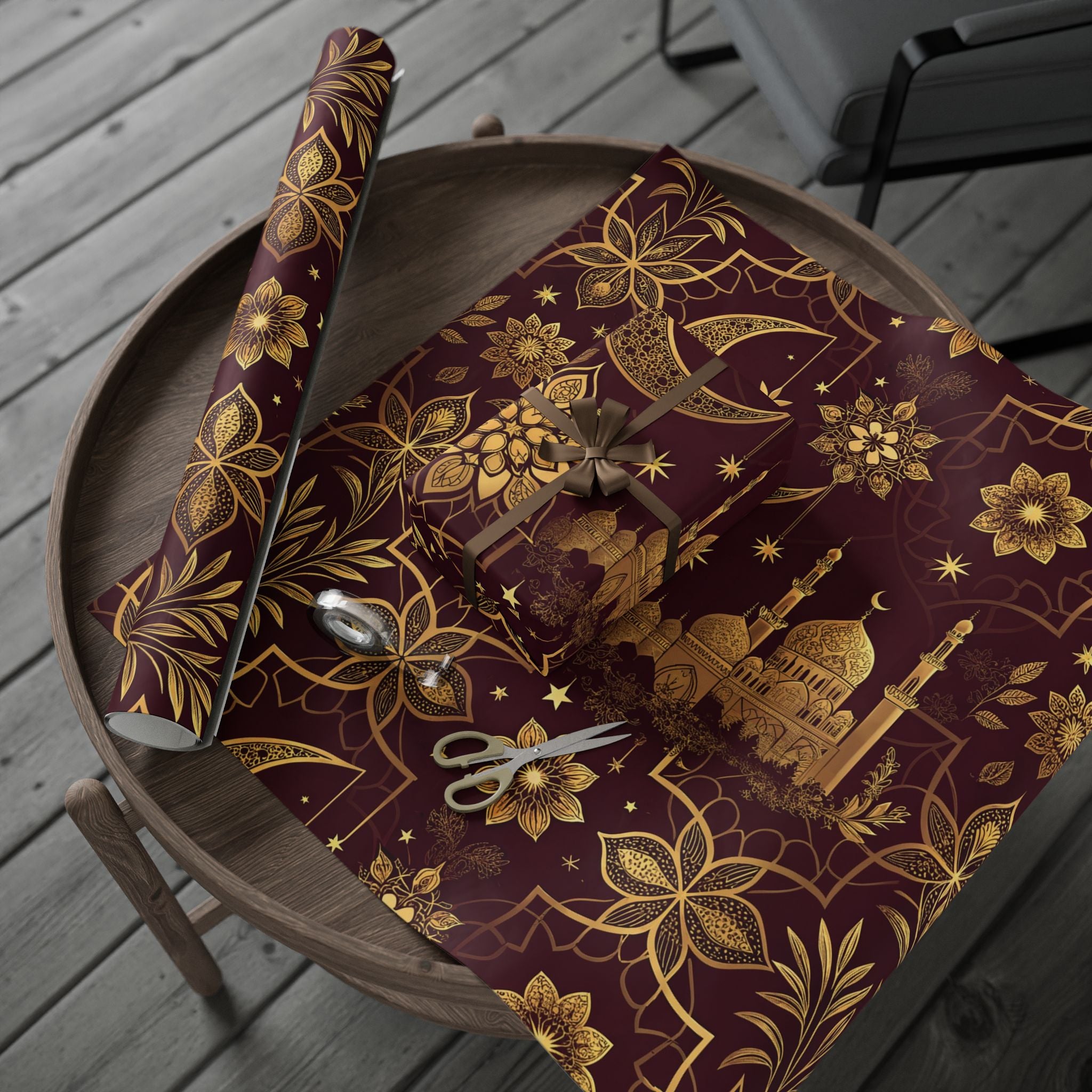 ramadan-night-wrapping-papers-islamic-crescent-moon-gift-wrap-mosque-silhouette-eid-holiday-supplies-festive-present-packagin
