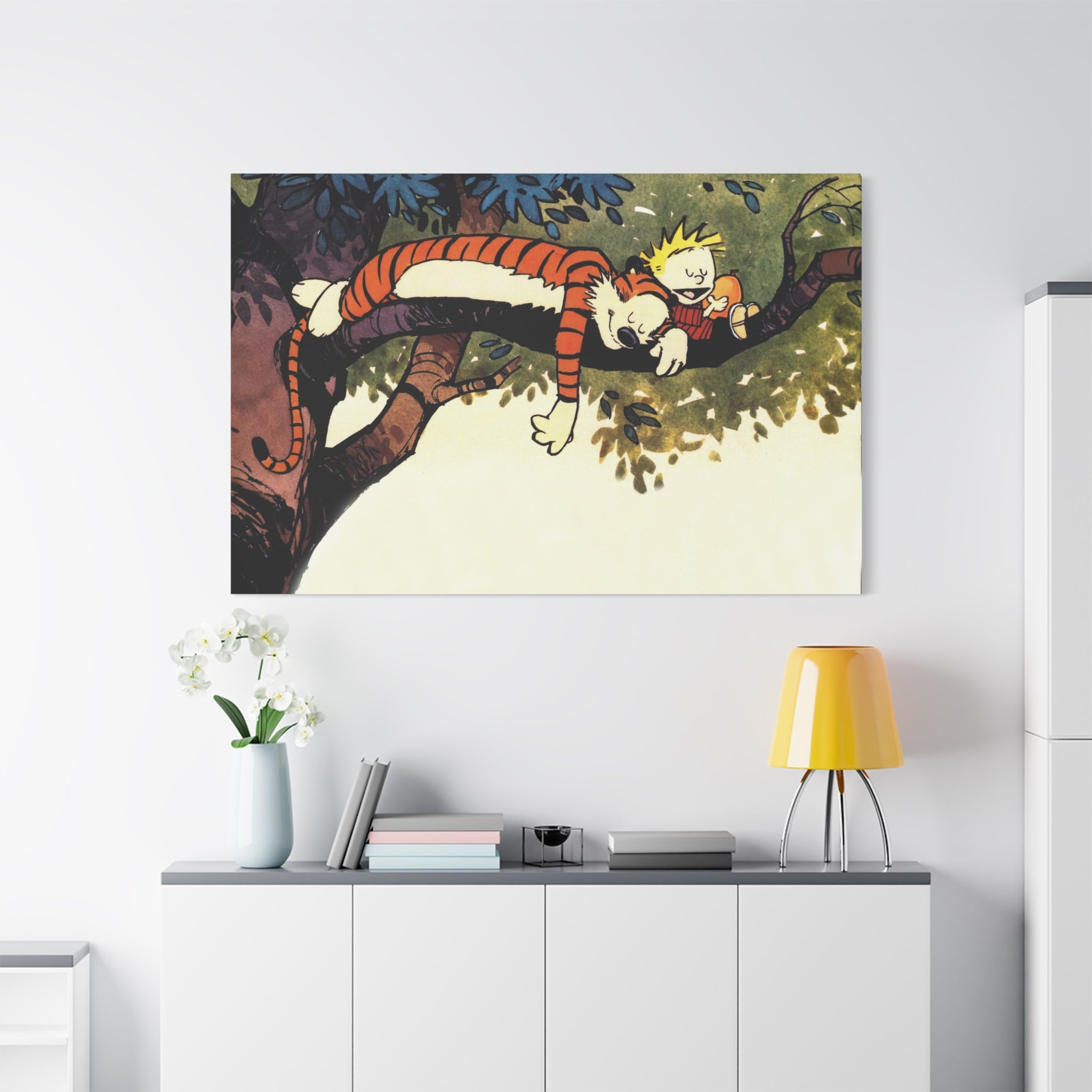 Calvin and Hobbes Canvas Wall Art - Nostalgic Comic Book Poster for Kids Room & Nursery Room Decor - Adventure Theme Print