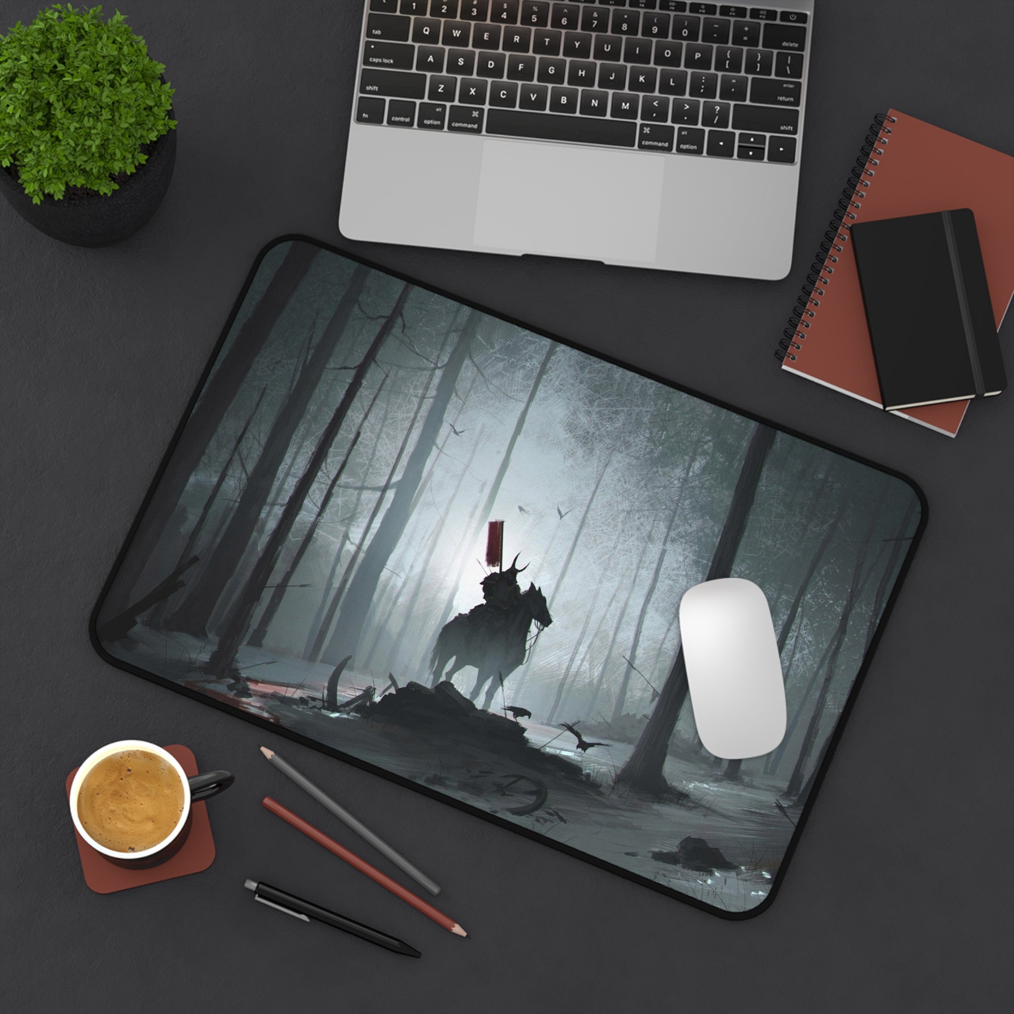fantasy-samurai-warrior-mouse-pad-japanese-katana-samurai-warrior-in-grey-forest-desk-mat-japanese-anime-samurai-desk-pad