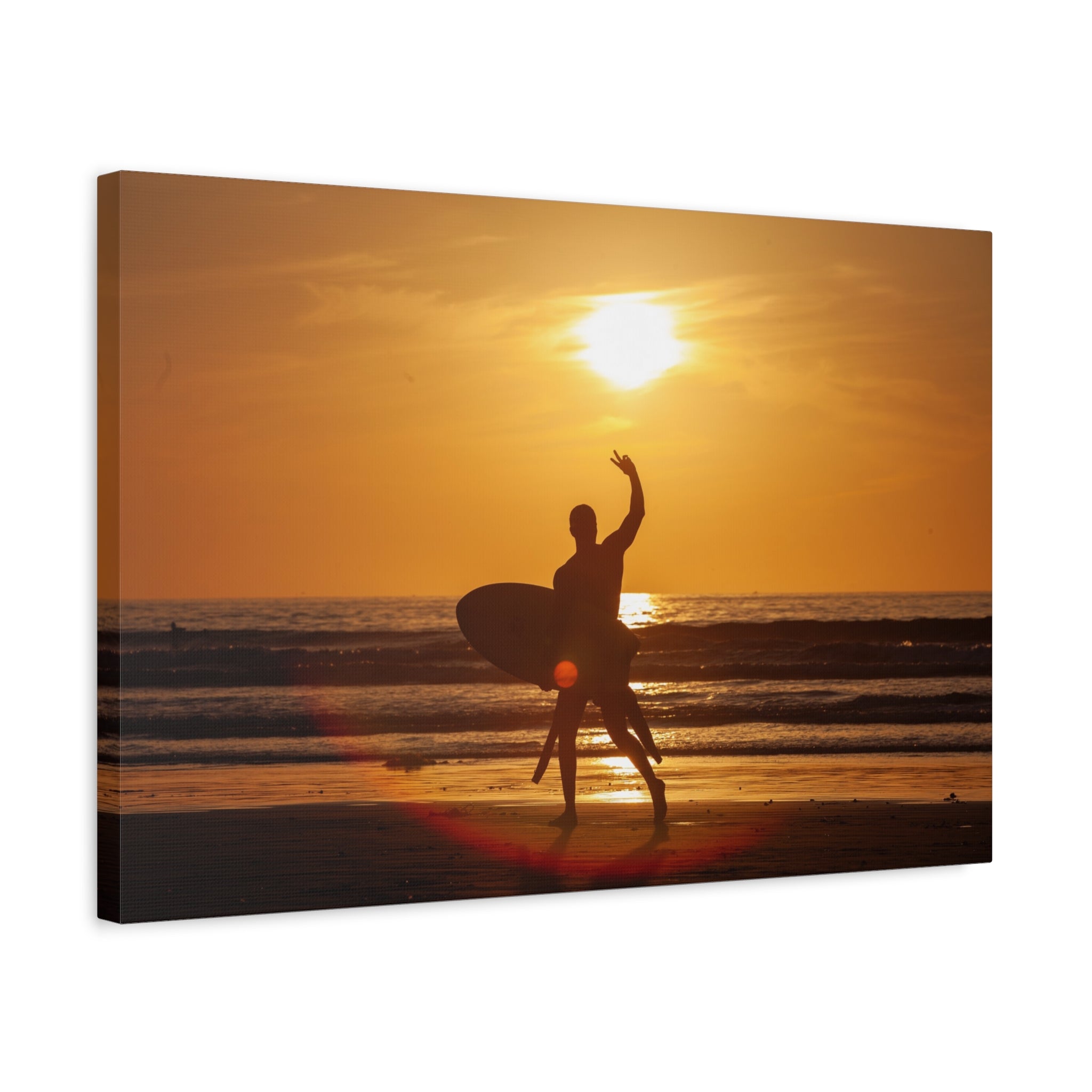 canvas-wall-art-print-beach-surfing-sunset-silhouette-decor-matte-stretched-coastal-home-decoration-ocean-waves-picture