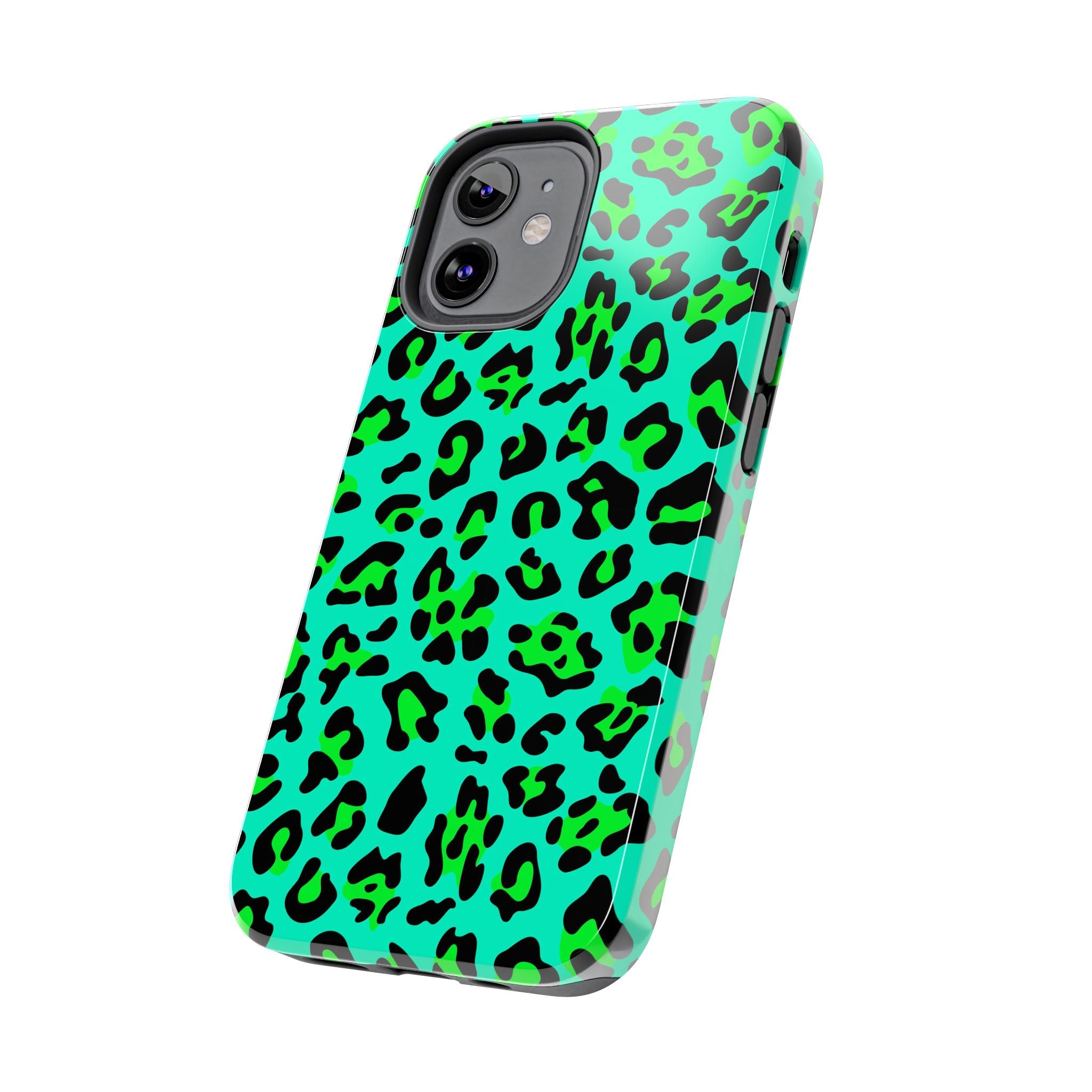 neon-green-teal-leopard-iphone-tough-case-stylish-phone-cover-protective-cellphone-case-trendy-smartphone-accessory-gift-for-