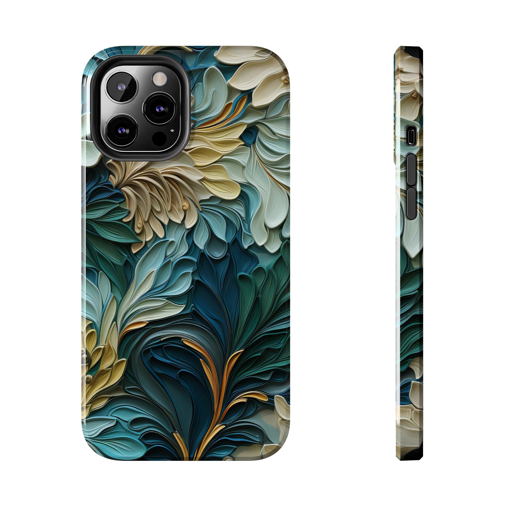 textured-art-nouveau-floral-tough-phone-case-cottagecore-iphone-case-unique-floral-phone-cover-vintage-style-iphone-case-prot
