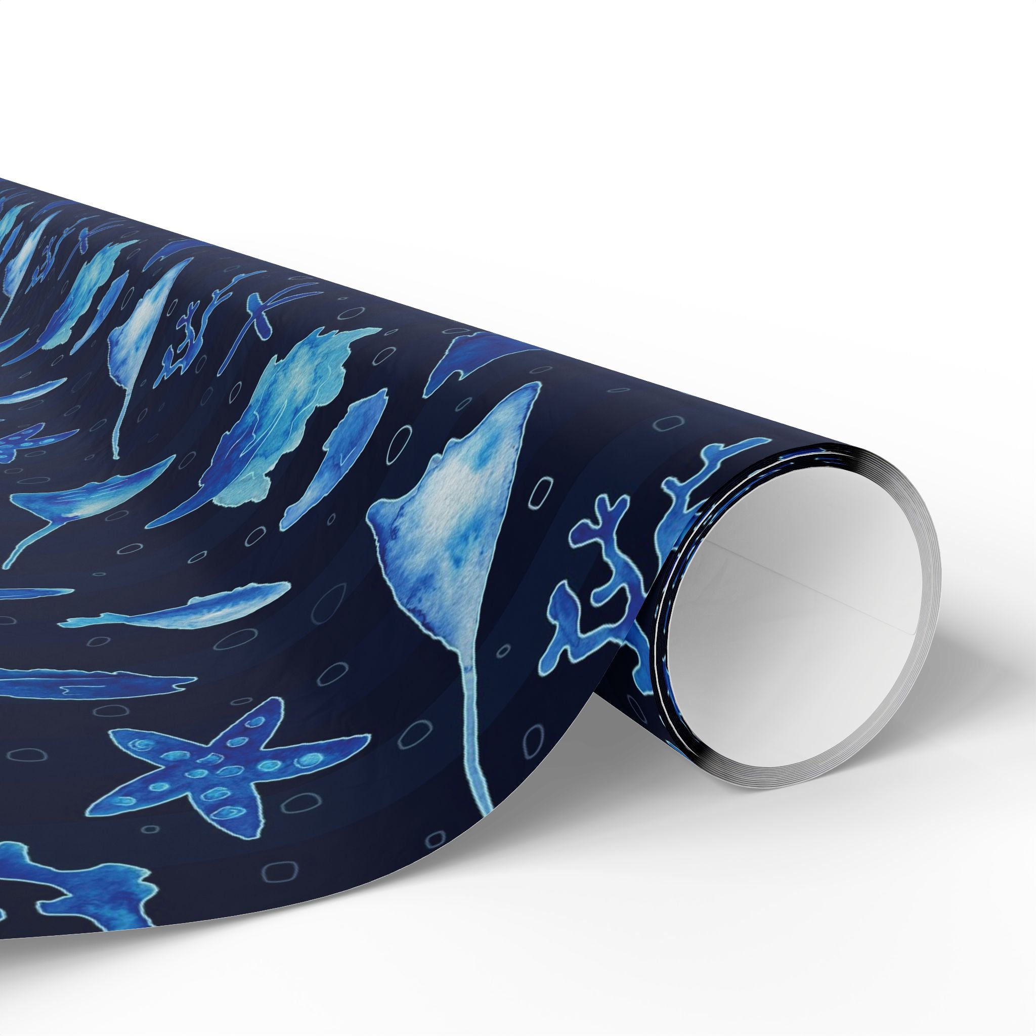 ocean-blue-wrapping-papers-sea-fish-medusa-watercolor-gift-wrap-underwater-theme-party-supplies-gift-wrapping-sheets-nautical