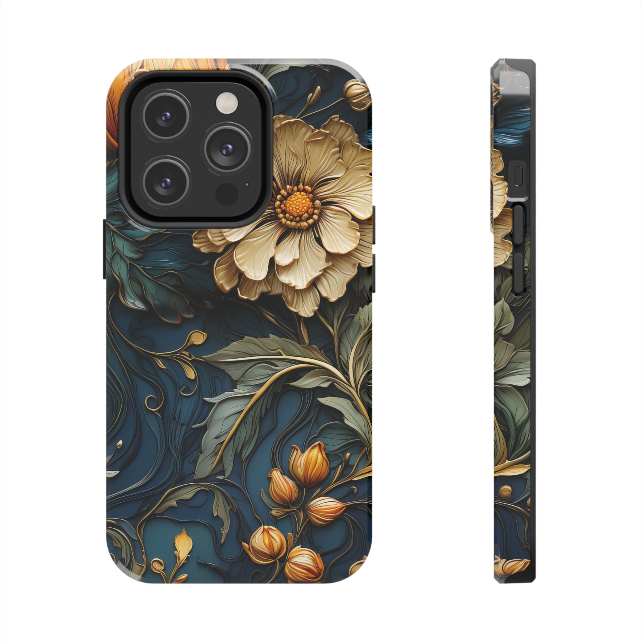 textured-art-nouveau-floral-tough-phone-case-cottagecore-iphone-case-unique-floral-phone-cover-vintage-style-iphone-case-prot