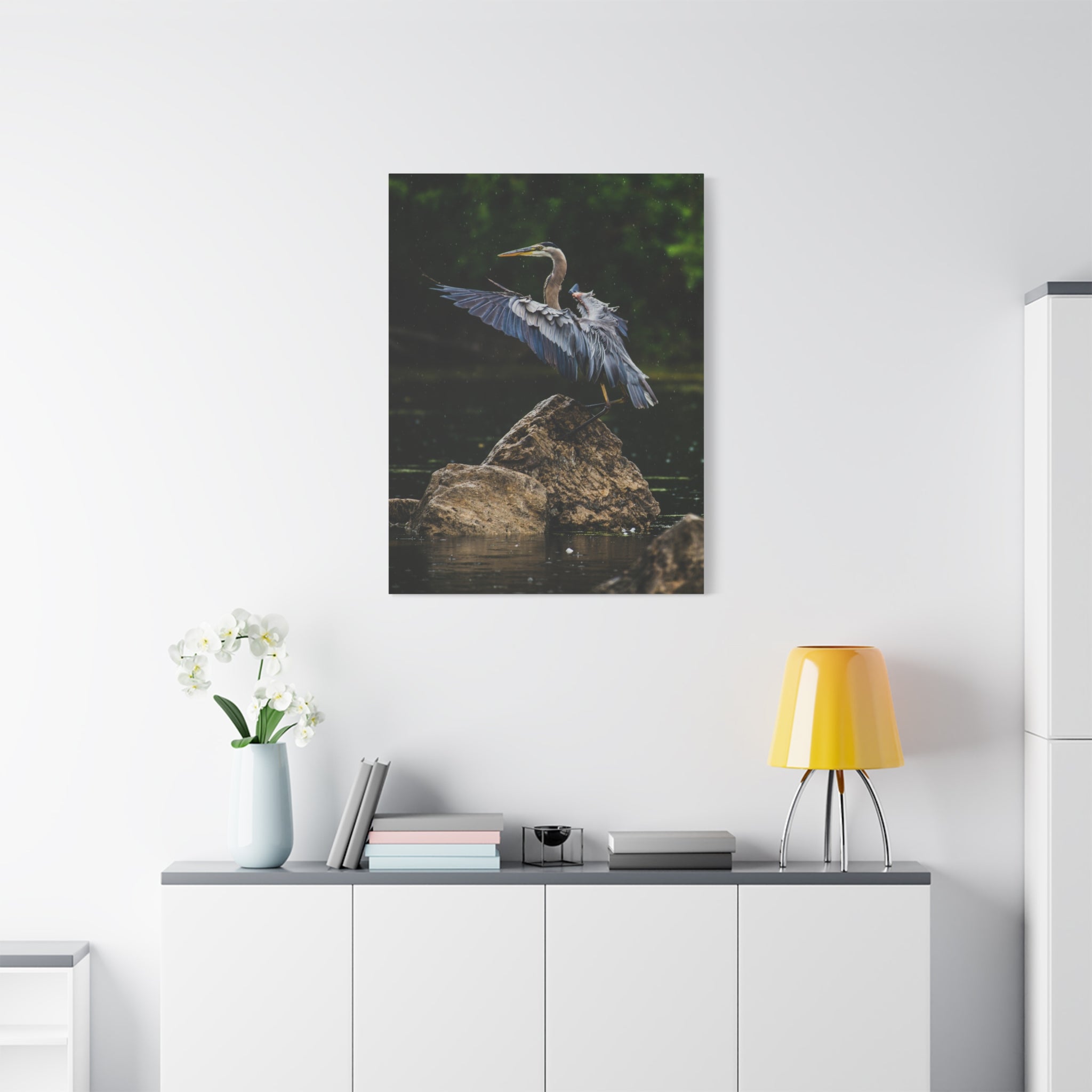 canvas-print-wall-art-great-blue-heron-matte-canvas-stretched-home-decor-bird-lover-gift-nature-wall-hanging-wildlife