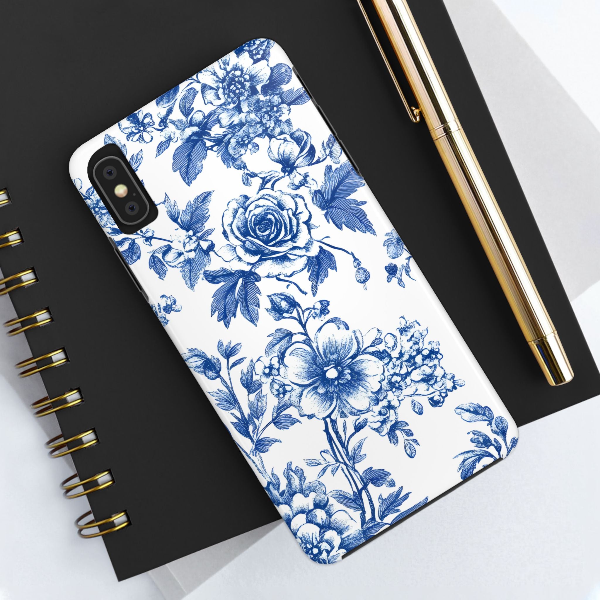 french-toile-floral-tough-iphone-case-blue-iphone-cover-protective-iphone-case-hard-shell-iphone-case-vintage-design-phone-ca