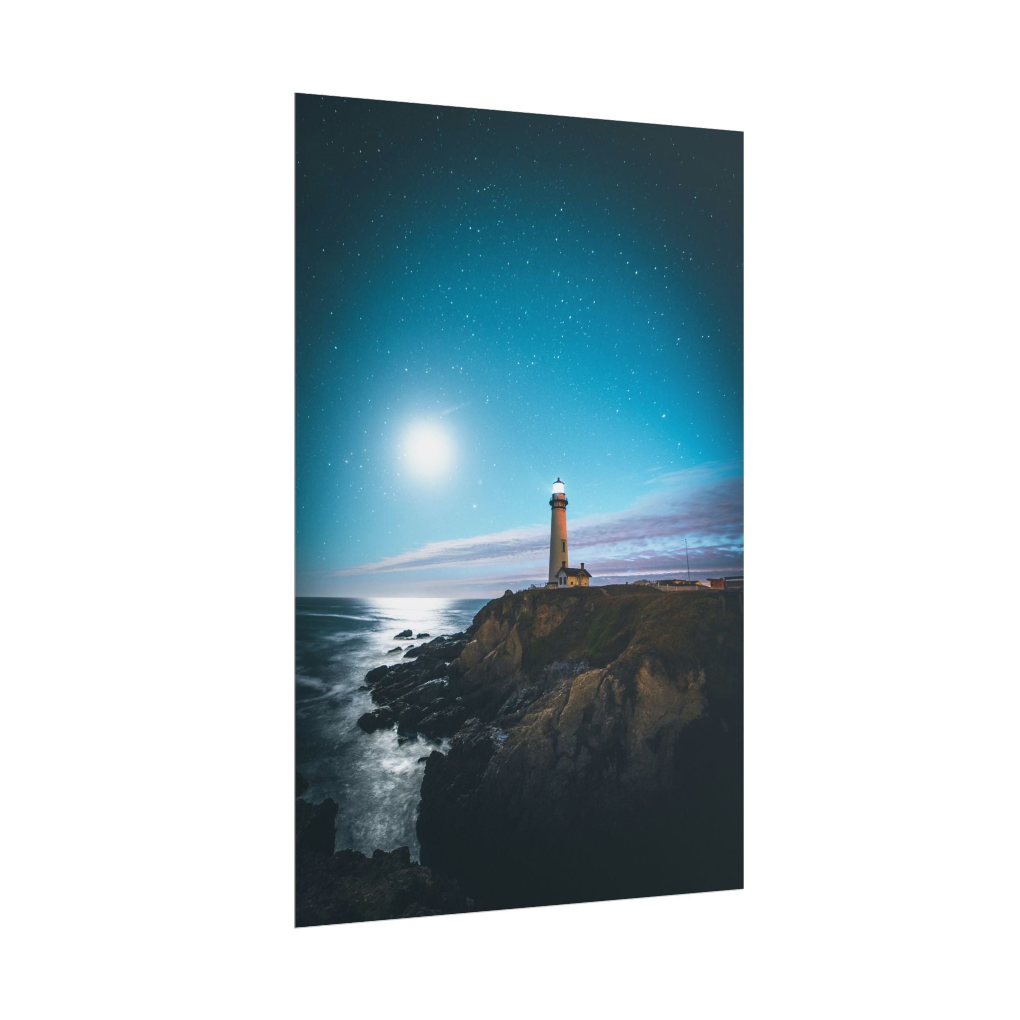 lighthouse-on-rock-poster-print-coastal-wall-art-nautical-wall-decor-beach-house-decoration-seaside-wall-ocean-wall-art