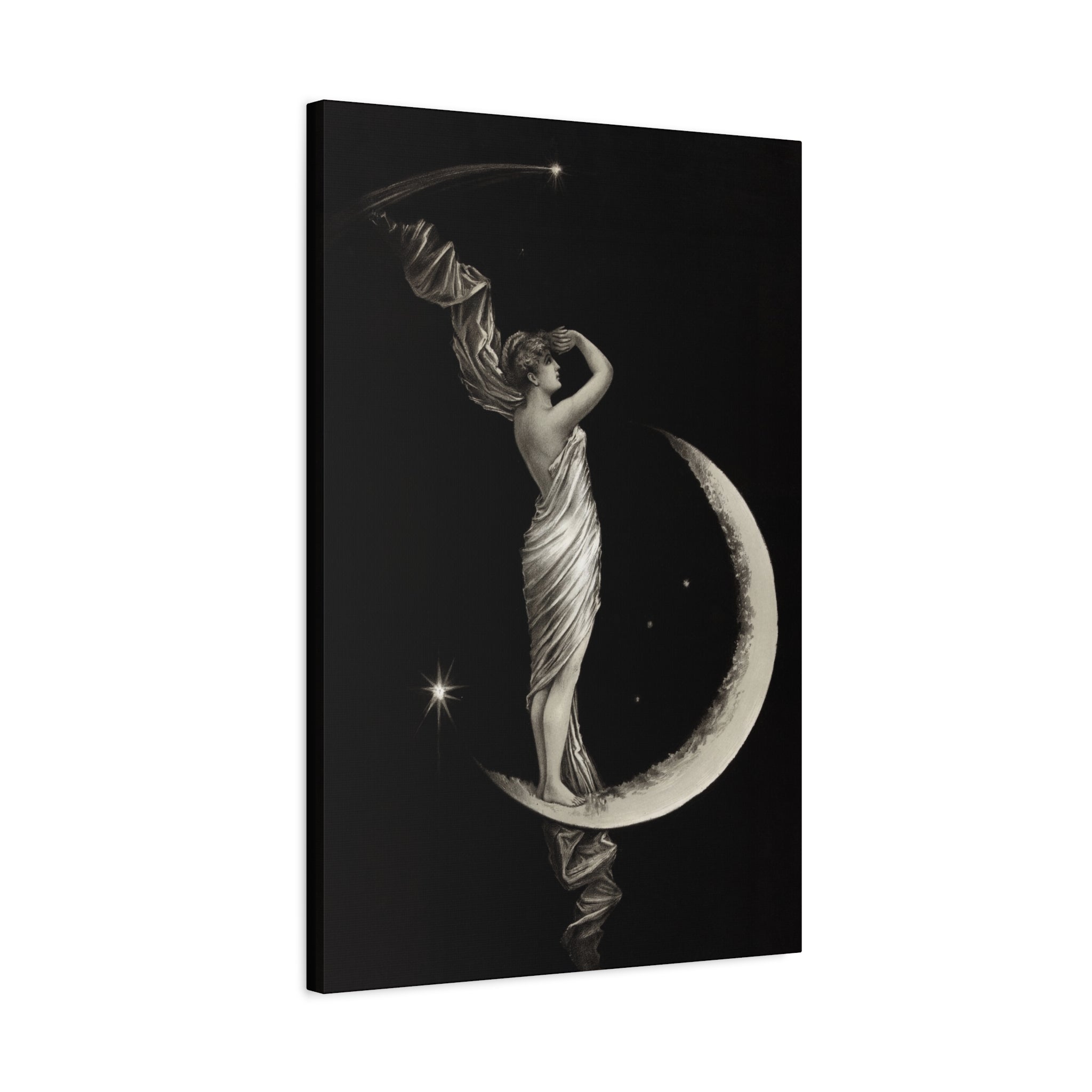 canvas-print-the-universal-favorite-1889-by-geo-h-walker-black-and-white-retro-art-moon-decor-comet-art-matte-canvas