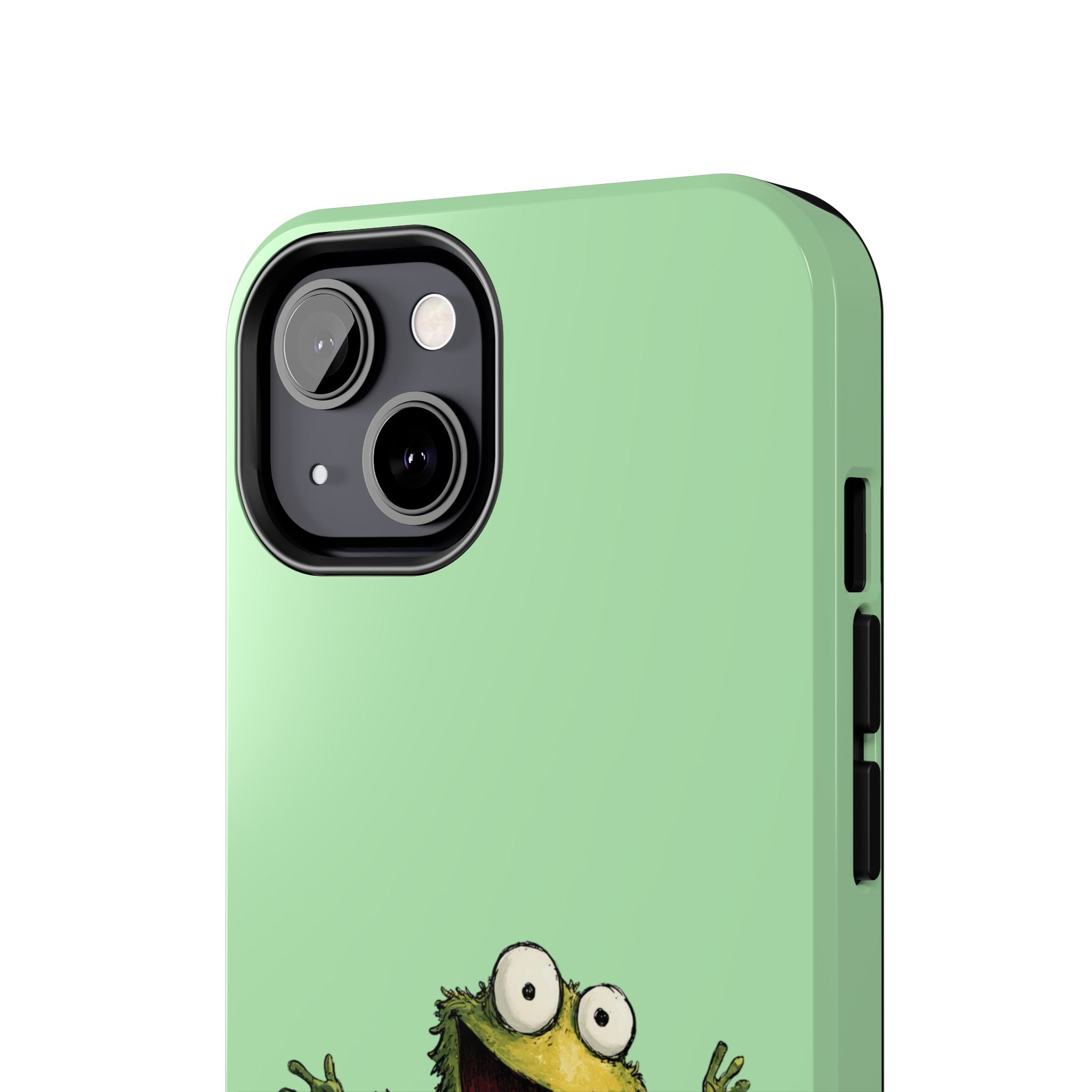 Quirky Funny Frog iPhone Tough Case - Kawaii Animal Phone Cover - Frog Protective Phone Cover - Green iPhone Case