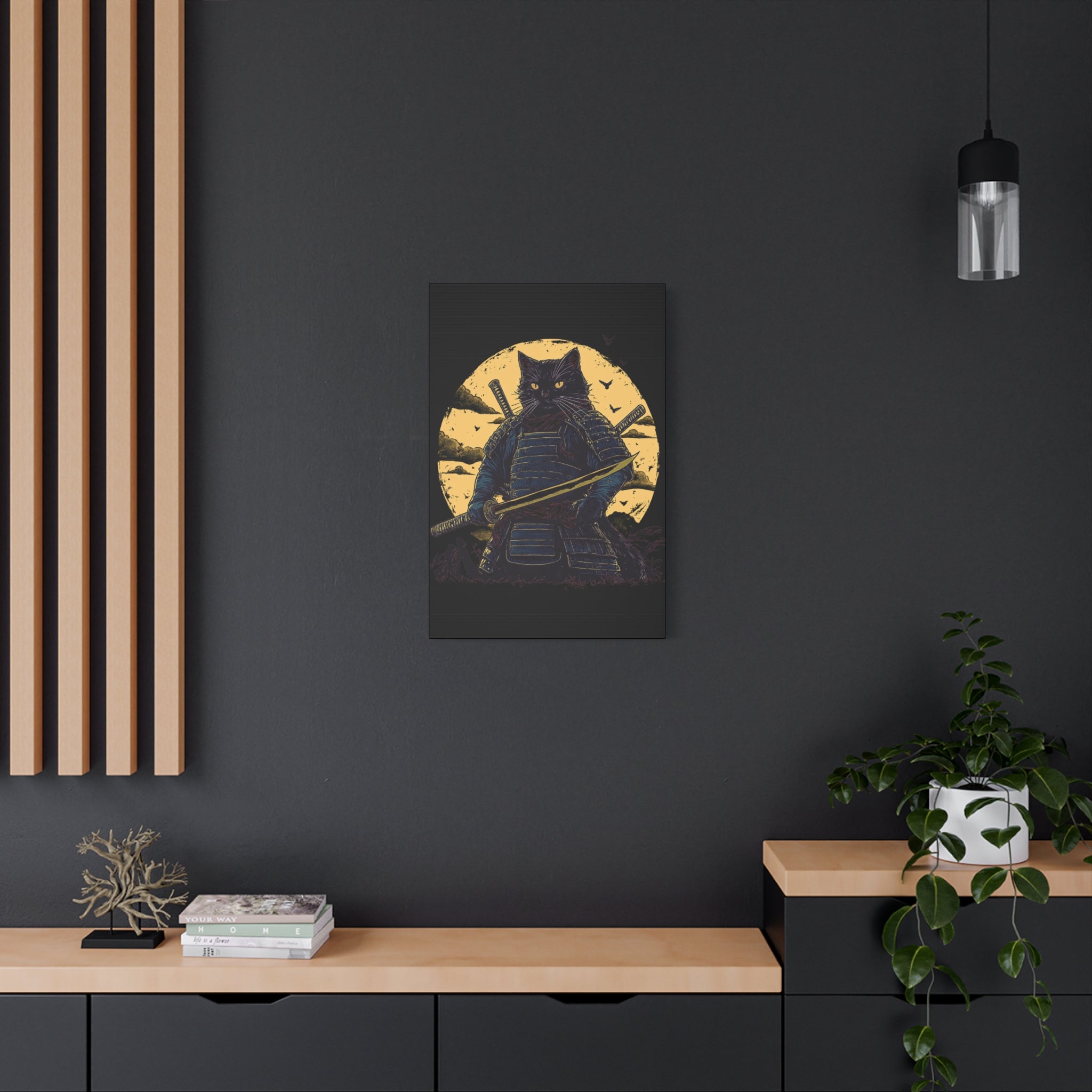 canvas-wall-art-samurai-cat-japanese-style-sunset-retro-wall-decor-stretched-matte-canvas-wall-hanging-home-decor-retro-wall-