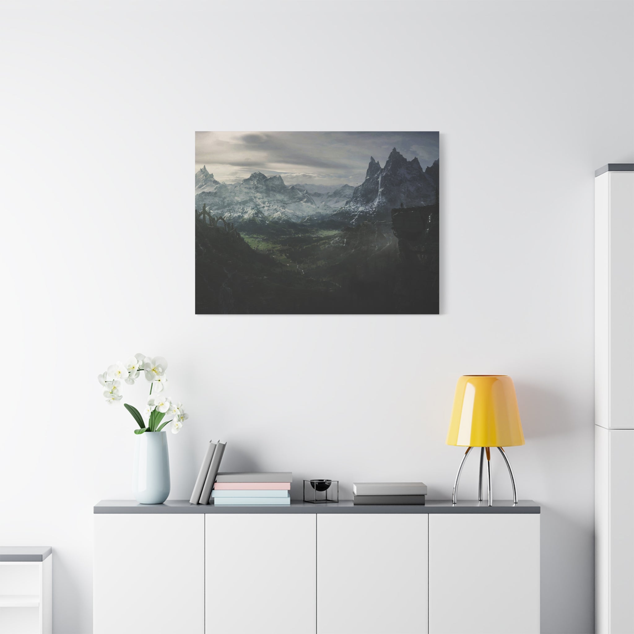 The Elder Scrolls Skyrim Canvas Wall Art - Dark Landscape Dragon Game Canvas Print Room Decor, Gaming Wall Art, Skyrim Gift