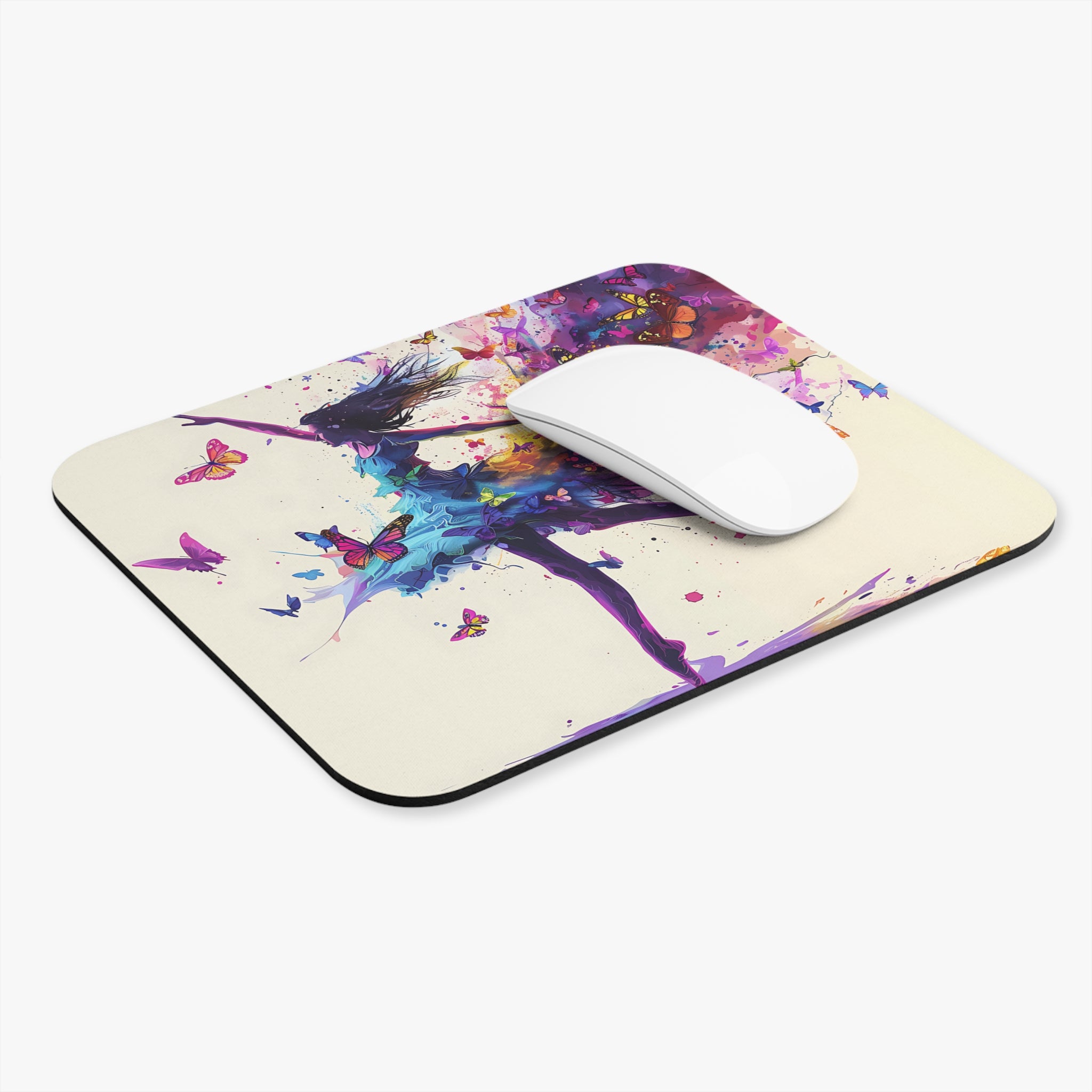 dancing-girl-and-butterflies-watercolor-mouse-pad-artistic-desk-accessory-whimsical-watercolor-mousepad