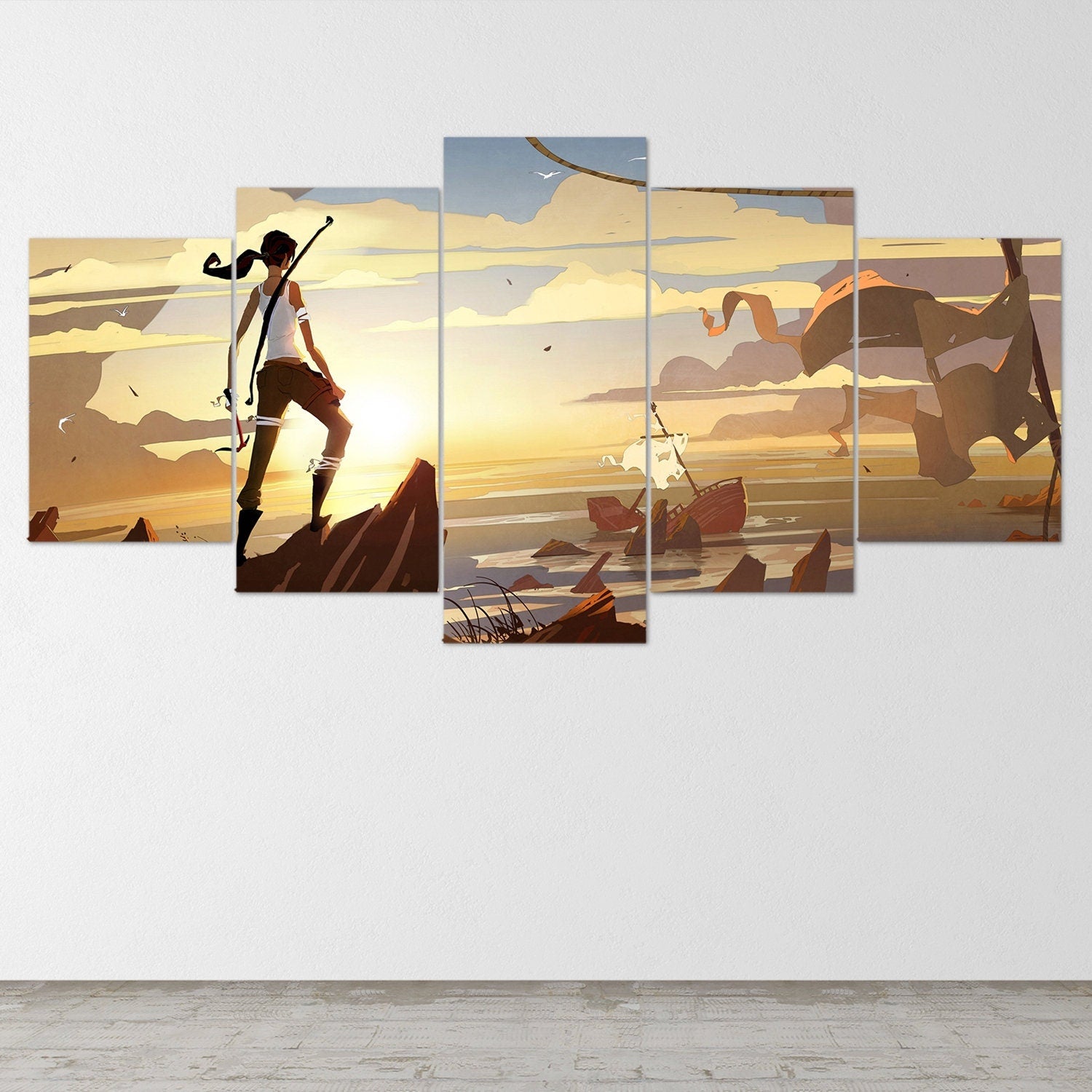 tomb-raider-lara-croft-5-piece-canvas-wall-art-tomb-raider-art-tomb-raider-poster-tomb-raider-canvas-tomb-raider-5-panel-prin