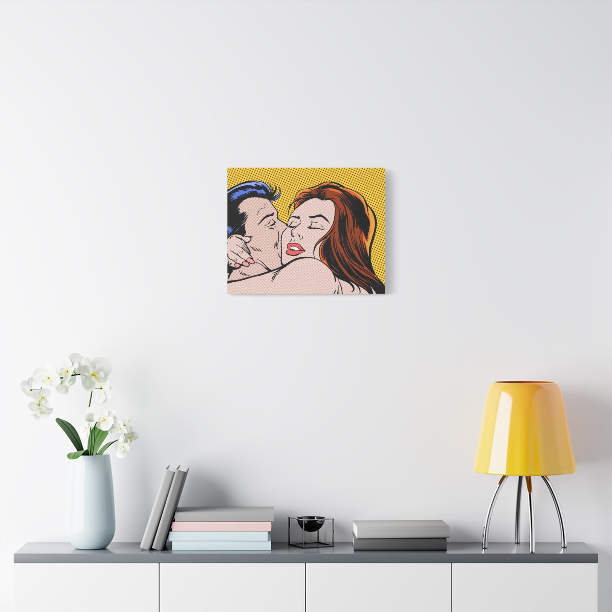 pop-art-canvas-print-retro-wall-art-stretched-matte-canvas-kiss-love-home-decor-wall-decor-poster-decorative-art-gift