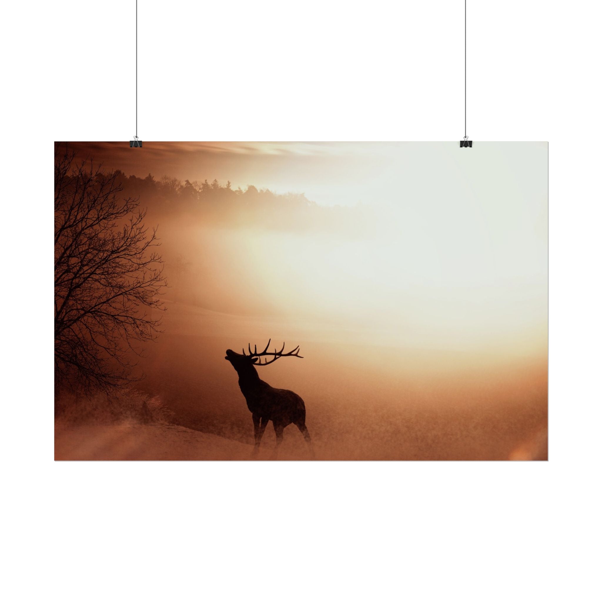 poster-print-elk-in-forest-sunset-scenery-nature-home-decor-animal-wall-art-wildlife-decor-farmhouse-wall-art-elk-prints-post