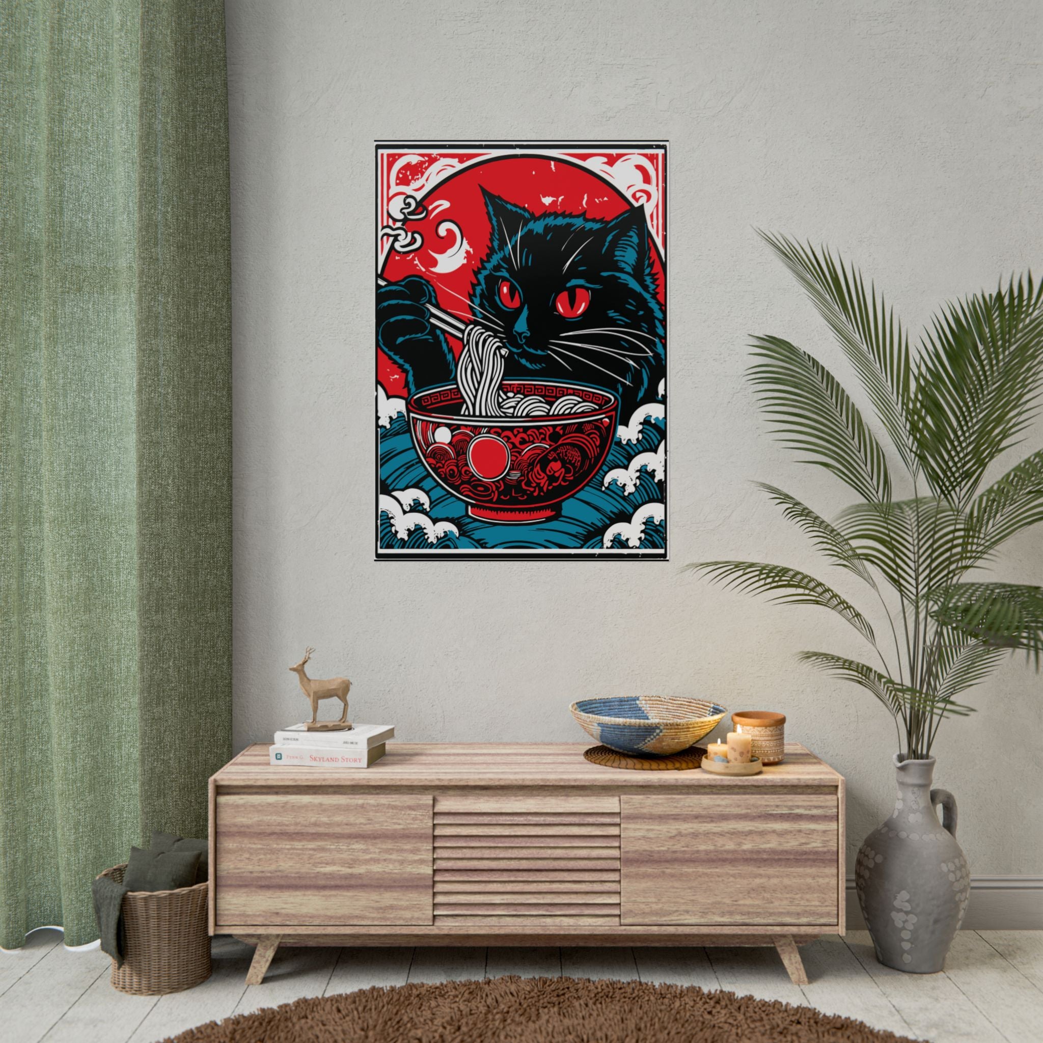 poster-print-cat-eating-ramen-noodle-retro-japanese-decor-wall-art-living-room-decoration-japandi-poster-art-home-decor-cute-