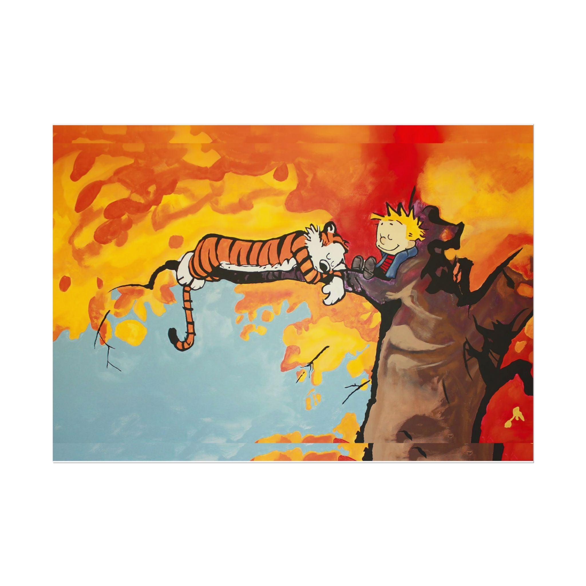 Calvin and Hobbes Art Poster - Nostalgic Cartoon Wall Decor - Unique Birthday Gift for Fans - Timeless Comic Book Design