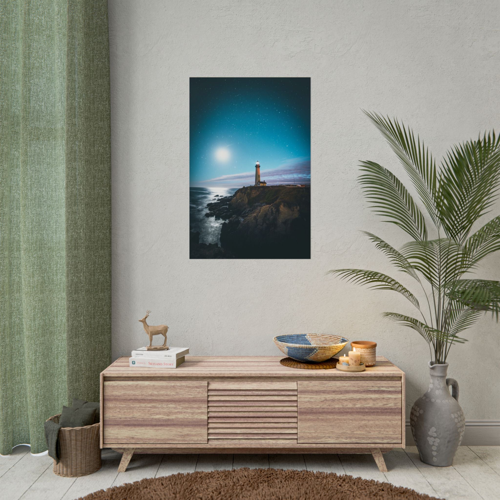 lighthouse-on-rock-poster-print-coastal-wall-art-nautical-wall-decor-beach-house-decoration-seaside-wall-ocean-wall-art