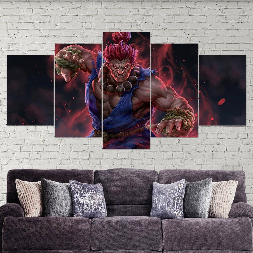 akuma-street-fighter-5-piece-canvas-wall-art-5-multi-panel-canvas-art-akuma-poster-gift