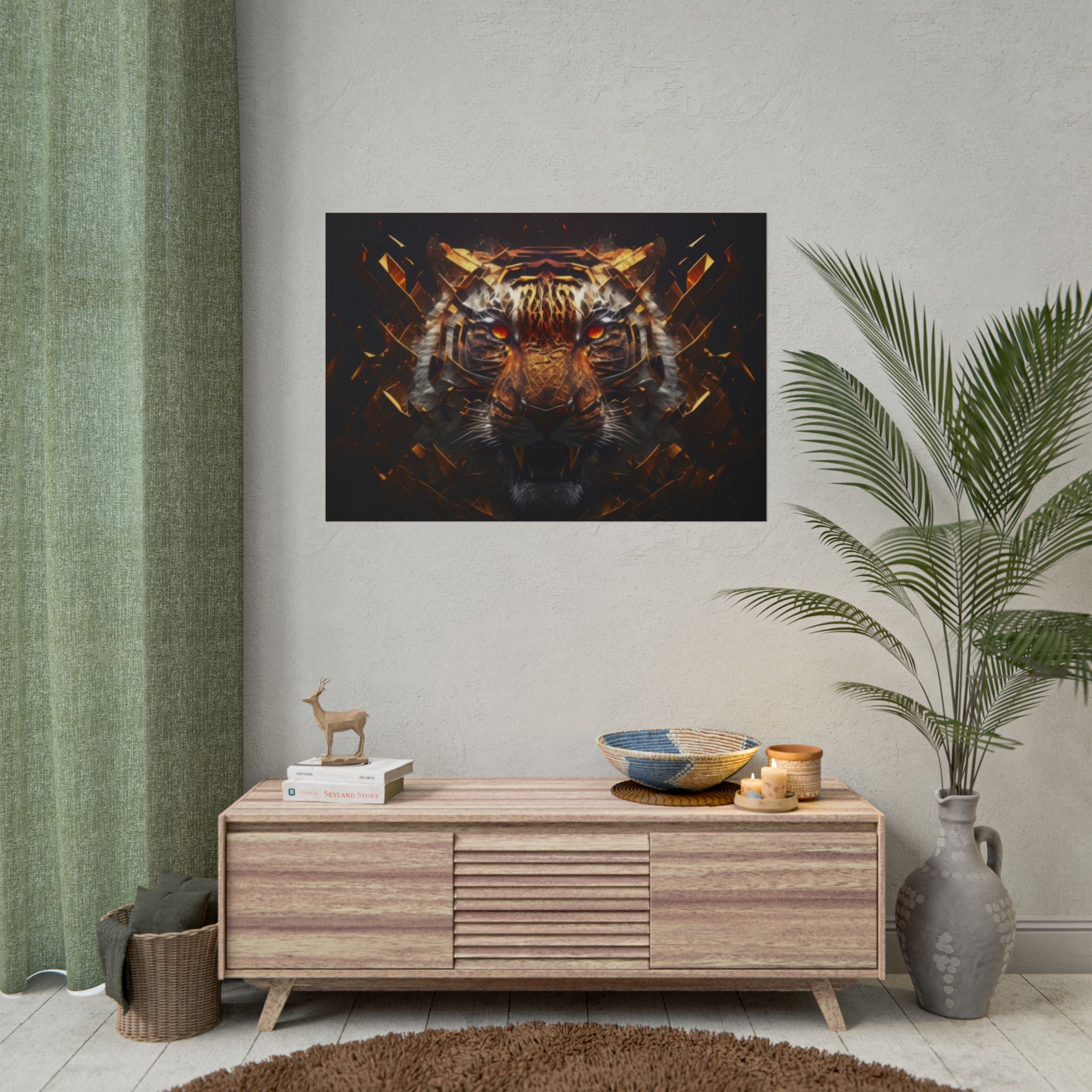 Poster Print, Tiger Face Predator Fantasy Art, Home Living Room Decor, Tiger Poster Wall Art, Animal Art, Tiger Wall Decor, Poster Gift