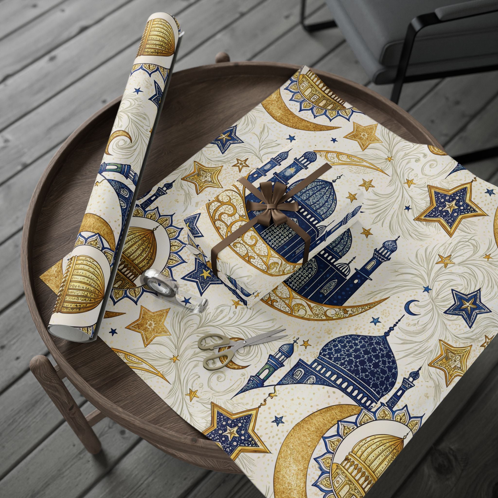 ramadan-night-wrapping-papers-islamic-crescent-moon-gift-wrap-mosque-silhouette-eid-holiday-supplies-festive-present-packagin