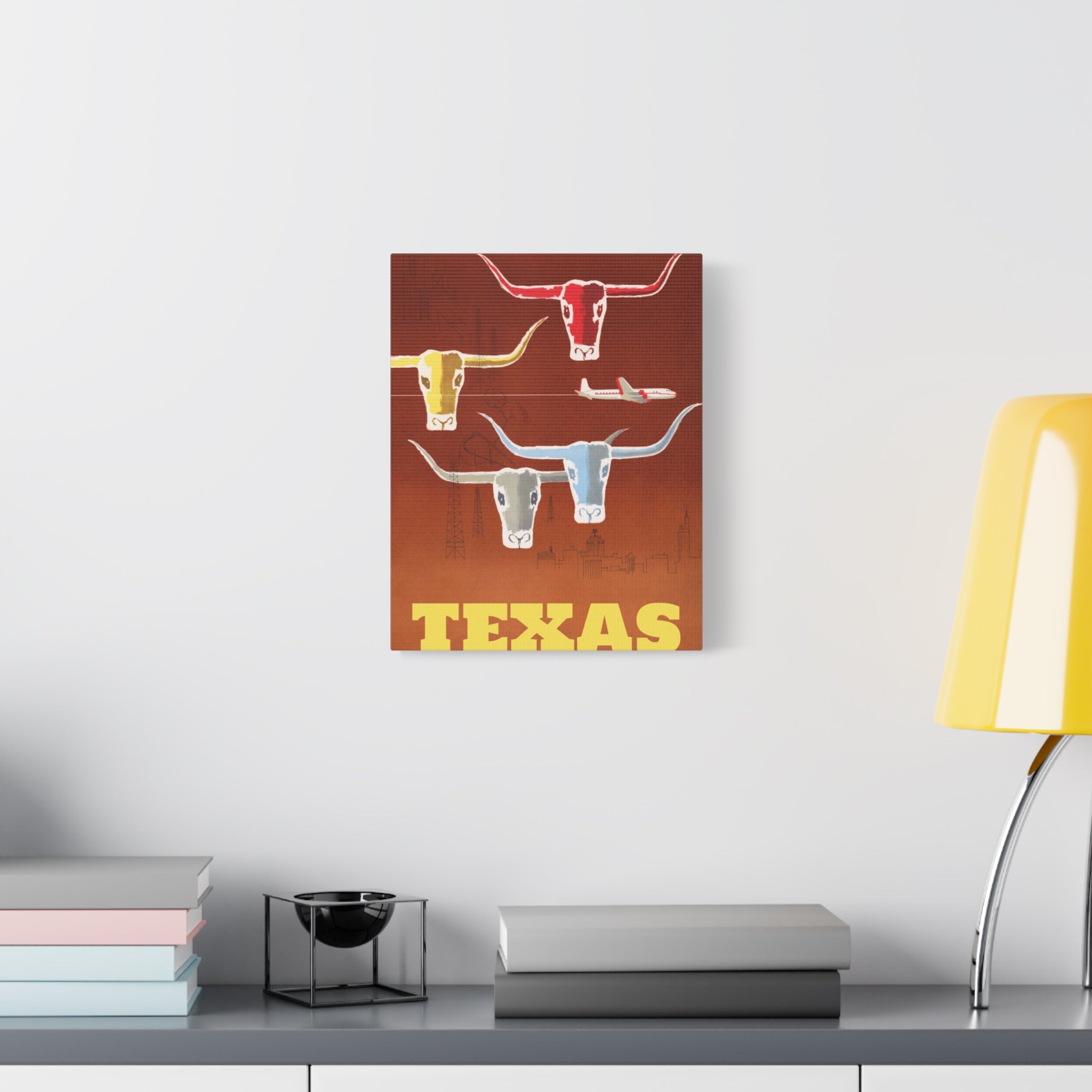 canvas-print-texas-travel-wall-art-texas-decor-longhorn-skull-matte-stretched-artwork-texas-gift-lone-star-state-souvenir