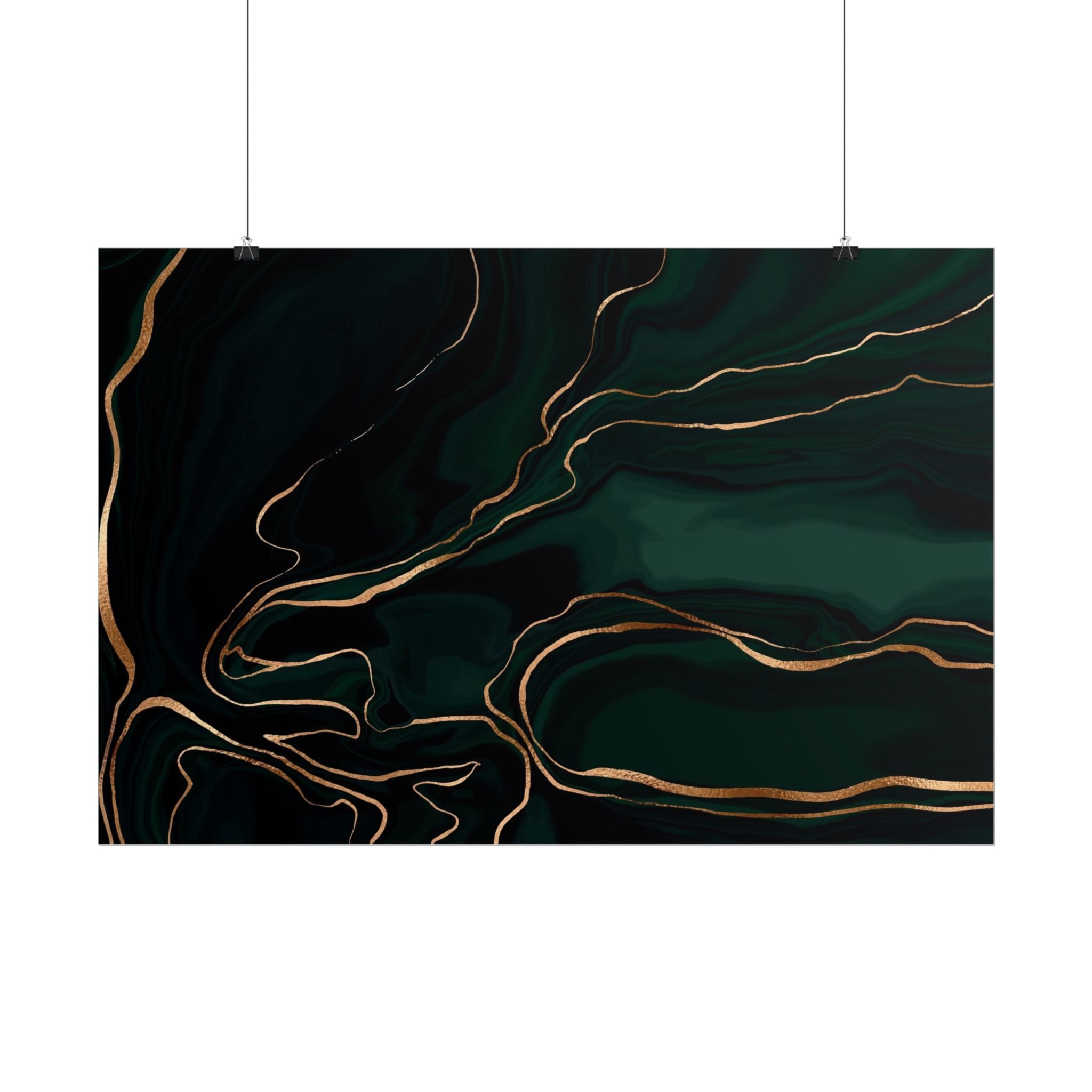 Abstract Green Gold Poster Print - Wall Art, Home Decor, Office Decor, Green Canvas Bedroom, Modern Art, Green Print