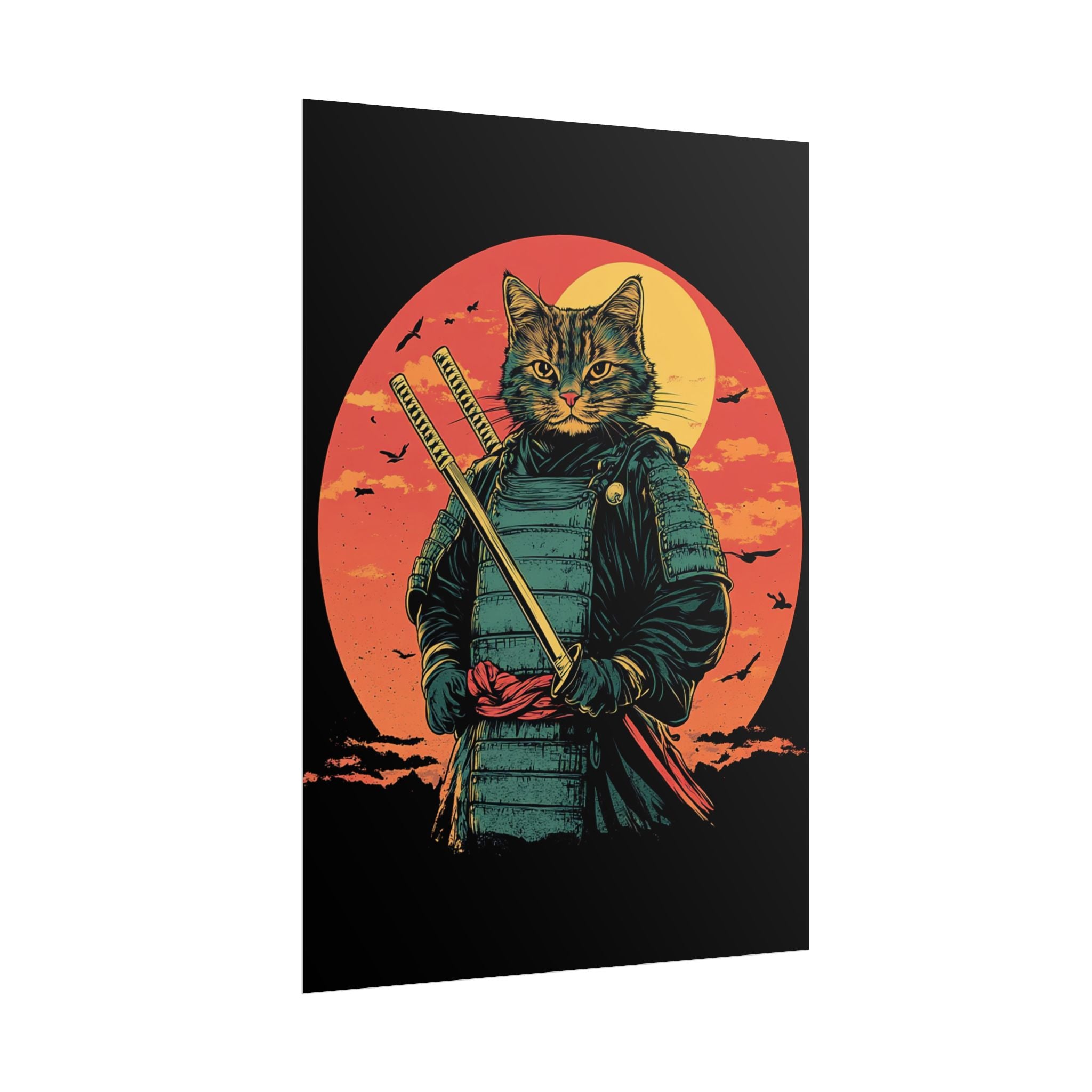 retro-wall-art-samurai-cat-japanese-style-sunset-rolled-posters-home-decor-wall-hanging-poster-gift-japanese-art-poster-1