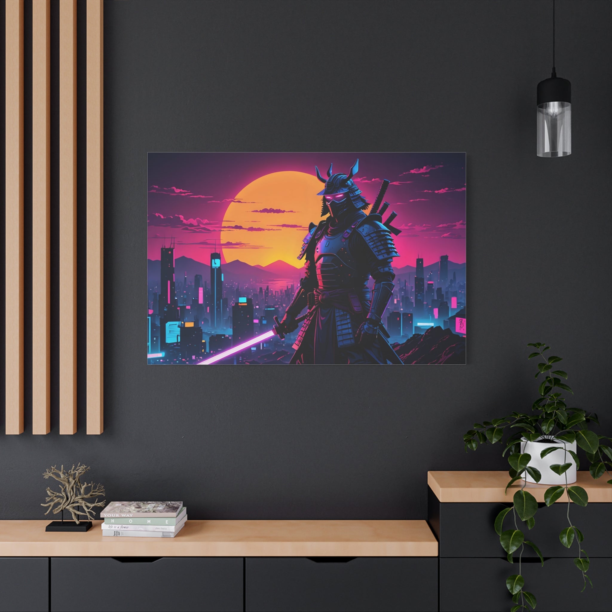 canvas-print-samurai-retrowave-synthawave-wall-art-poster-gift-for-anime-fans-home-decor-japanese-art-retro-aesthetic-dorm-ro