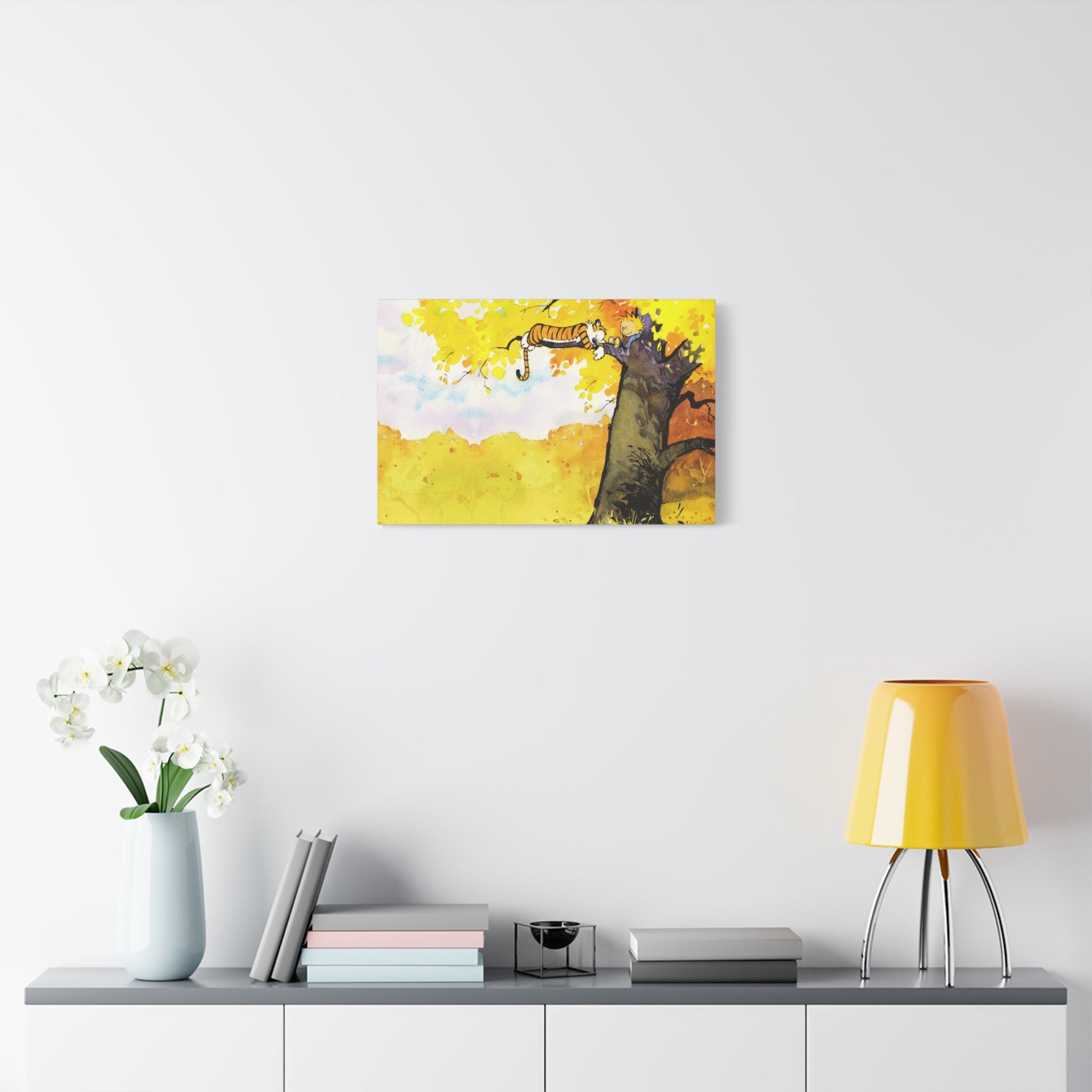 Calvin and Hobbes Canvas Wall Art - Nostalgic Comic Strip Canvas for Kids Room & Nursery Decor - Friendship Adventure Theme Print