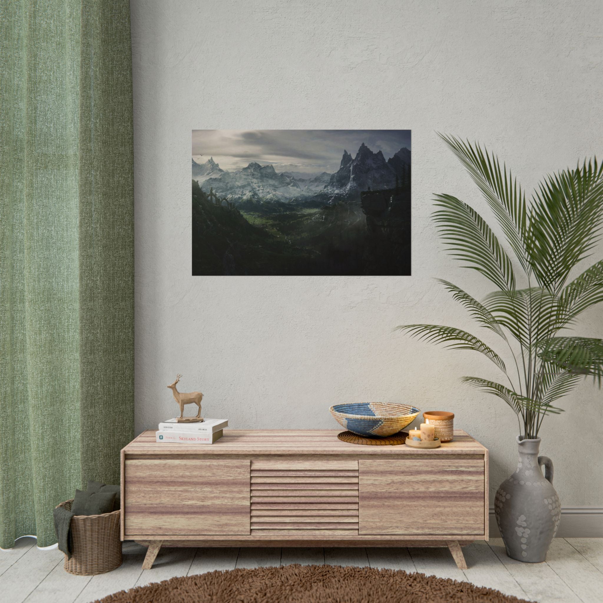the-elder-scrolls-skyrim-poster-wall-art-scenery-dragon-and-viking-game-poster-print-room-decor-warrior-gaming