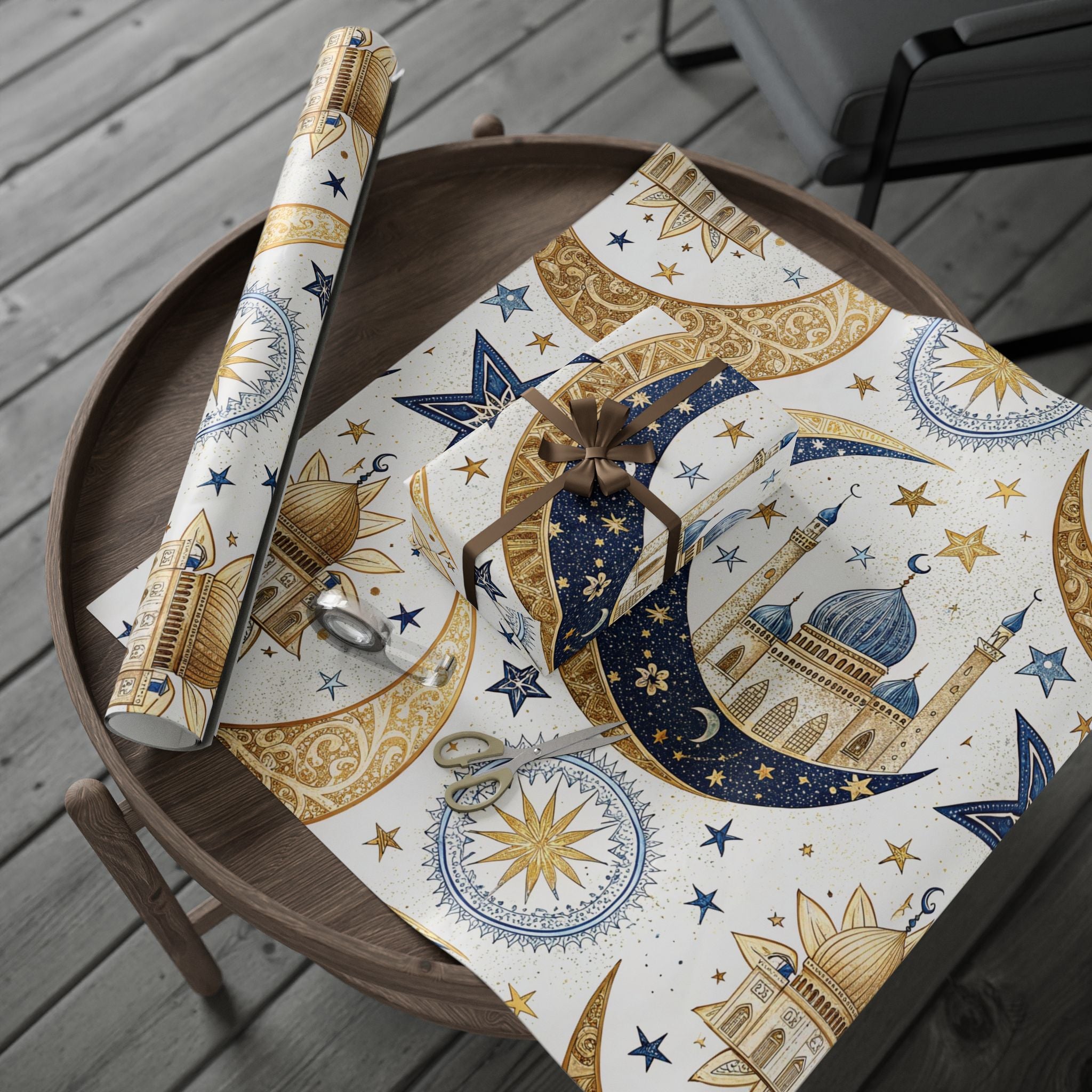 ramadan-night-wrapping-papers-islamic-crescent-moon-gift-wrap-mosque-silhouette-eid-holiday-supplies-festive-present-packagin