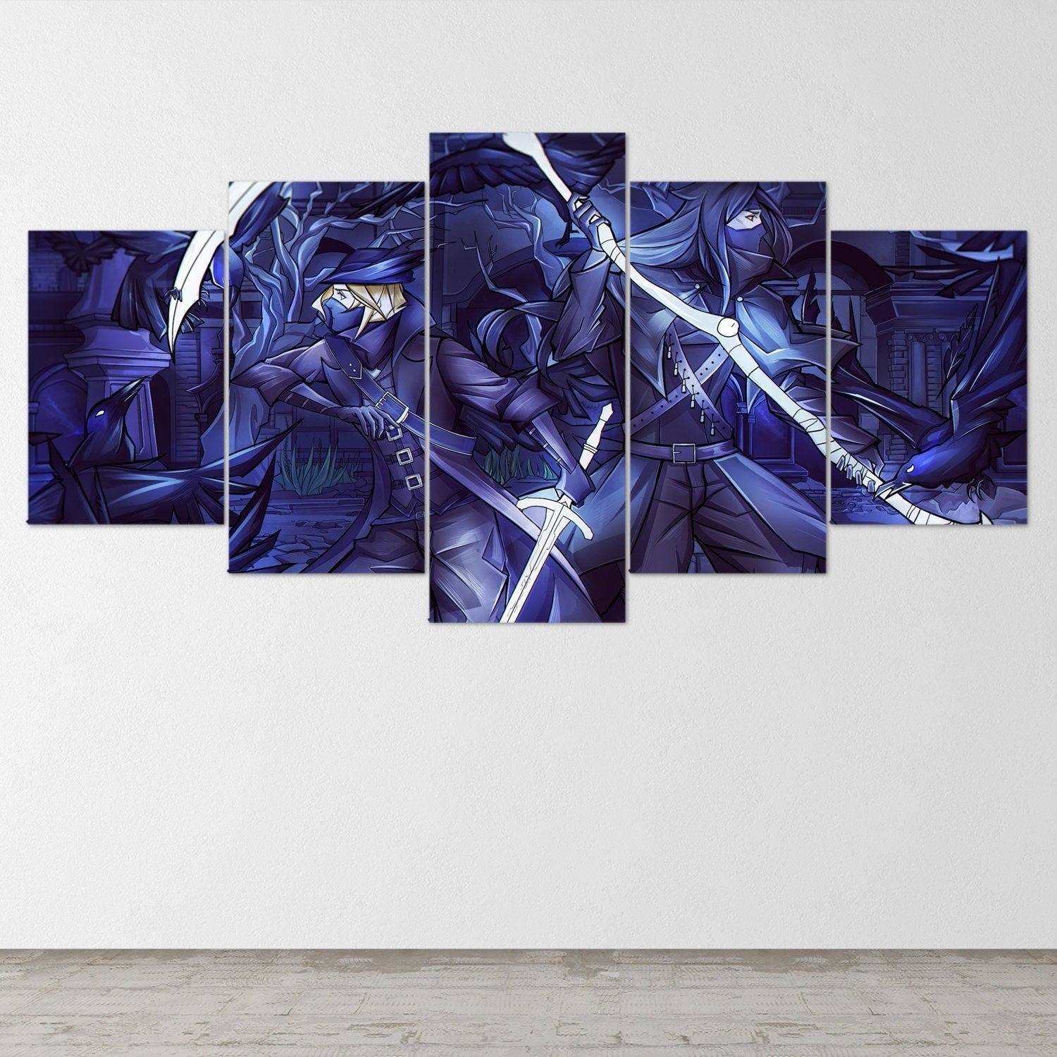 bloodborne-hunter-5-piece-canvas-wall-art-bloodborne-wall-art-bloodborne-hunter-poster-bloodborne-canvas-bloodborne-5-panel-g