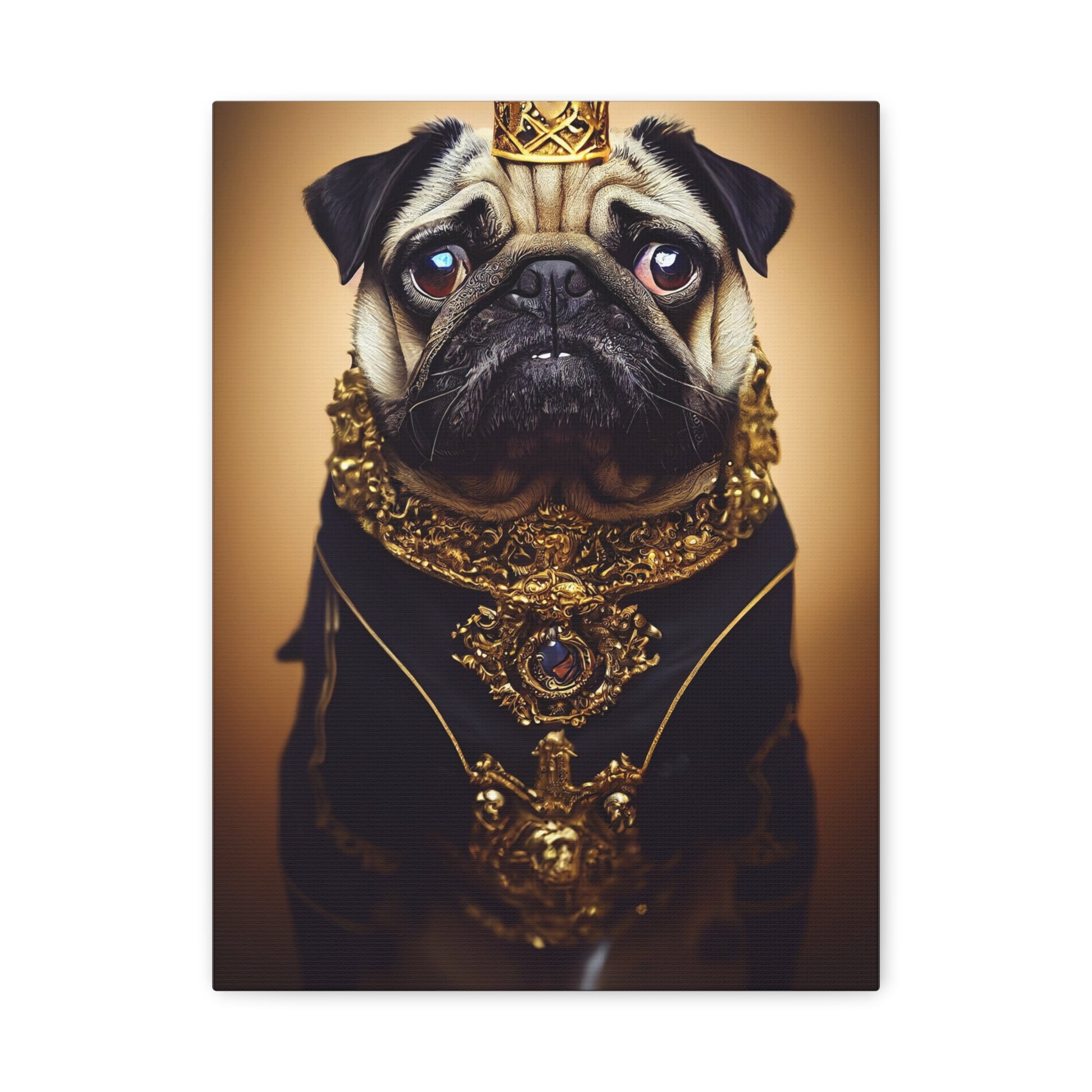 canvas-print-pug-crown-funny-jewelry-wall-art-decor-stretched-matte-canvas-home-living-room-decoration-dog-lover-gift-animal-