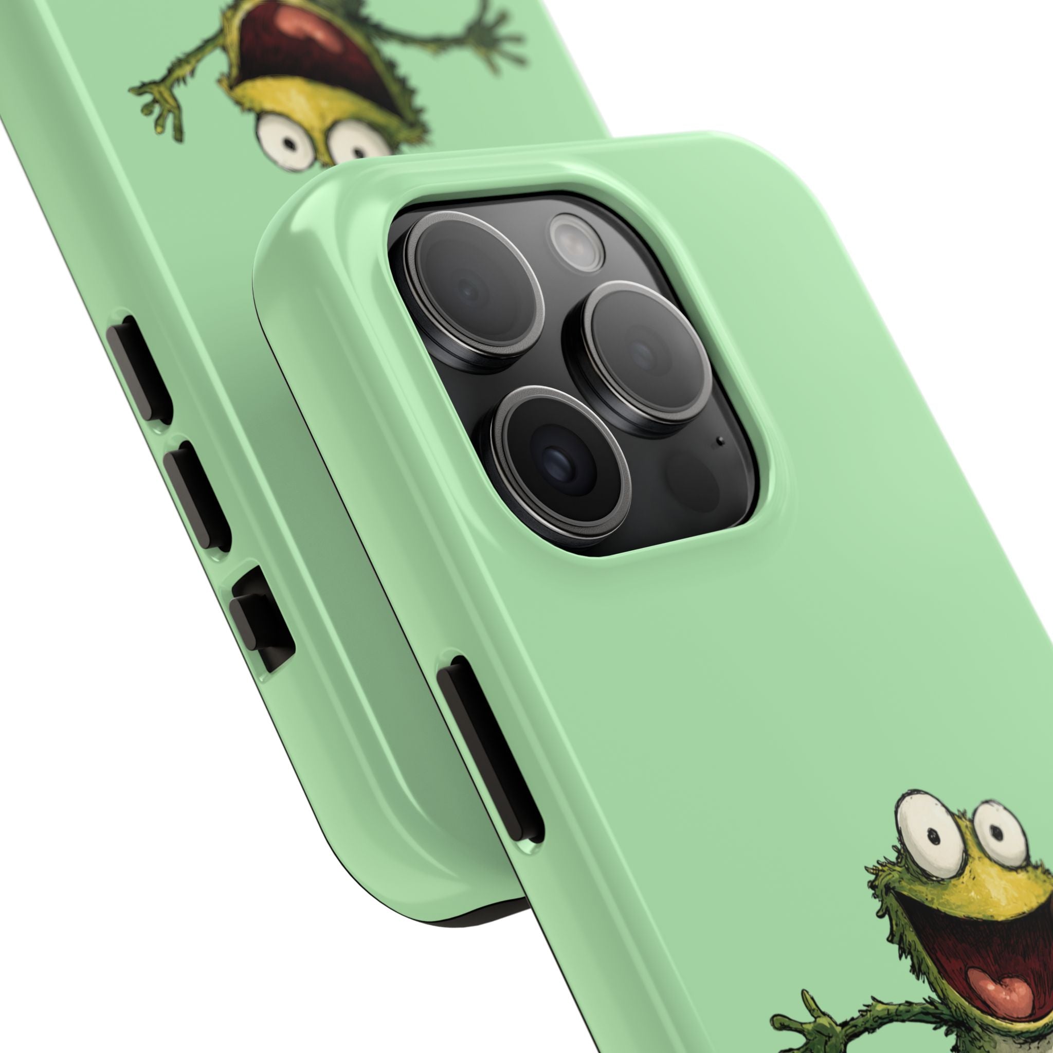 Quirky Funny Frog iPhone Tough Case - Kawaii Animal Phone Cover - Frog Protective Phone Cover - Green iPhone Case
