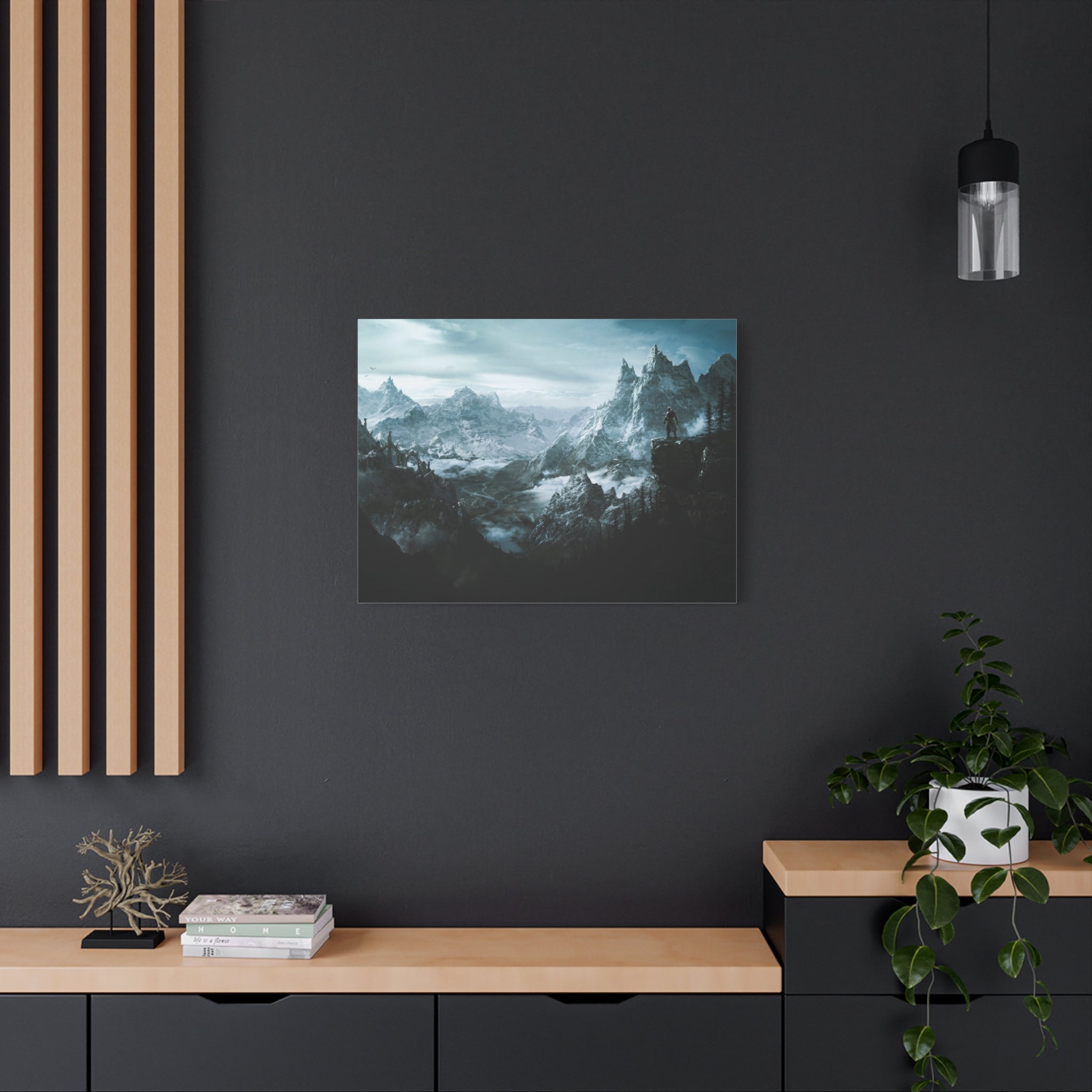 The Elder Scrolls Skyrim Canvas Wall Art - Dragon Game Canvas Print, Room Decor, Gaming Wall Art, Skyrim Landscape Gift