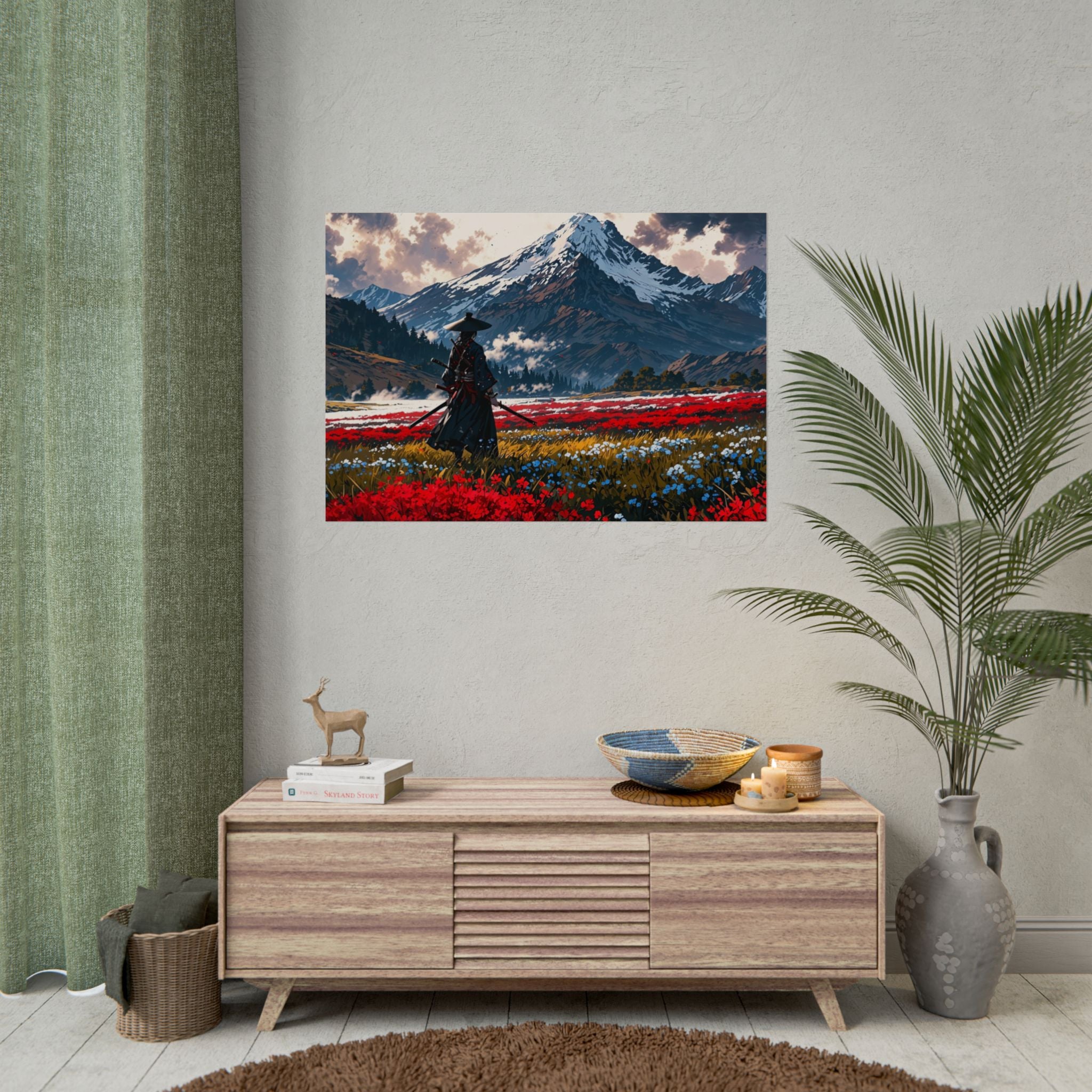 Samurai Canvas Print - Katana Japanese Artwork, Asian Decor, Samurai Warrior Poster, Anime Poster