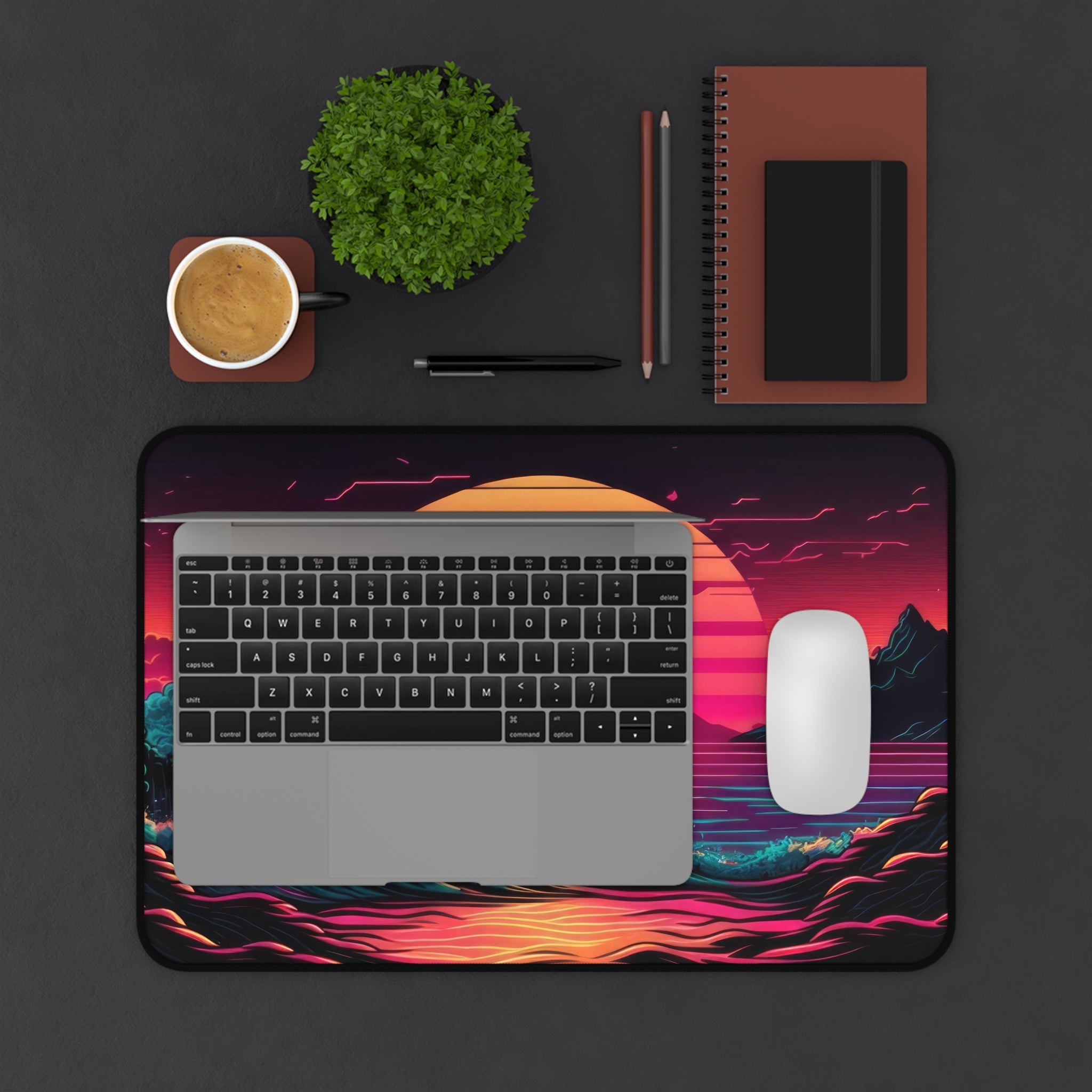 great-wave-off-kanagawa-vaporwave-moon-road-mouse-pad-retrowave-city-delorean-desk-mat-neon-synthwave-desk-pad