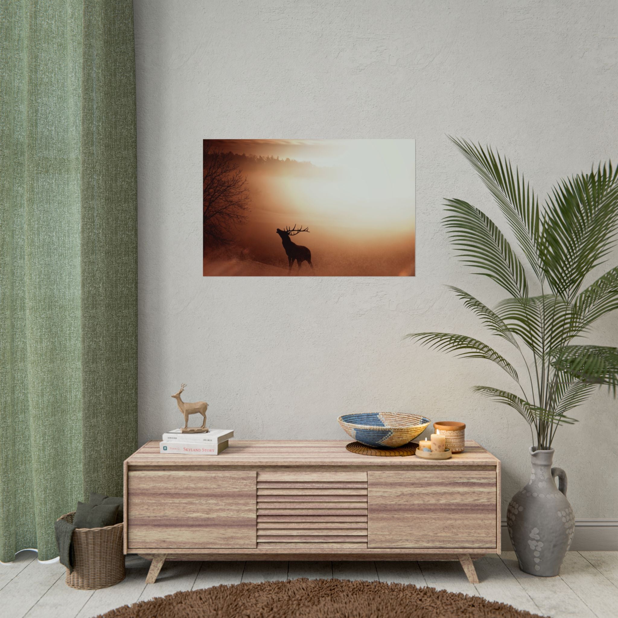 poster-print-elk-in-forest-sunset-scenery-nature-home-decor-animal-wall-art-wildlife-decor-farmhouse-wall-art-elk-prints-post