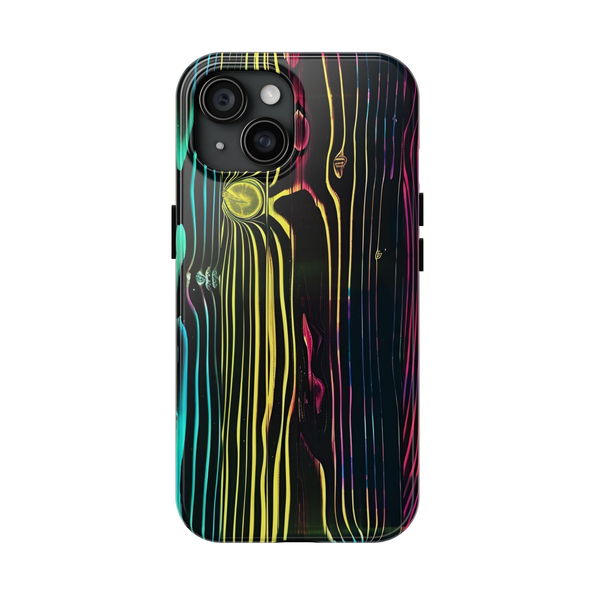 Disco Neon Tough iPhone Cases, Wood Grain Texture, iPhone Case Cover, Protective iPhone Shell, Unique iPhone Accessories, iphone 16 Pro Max
