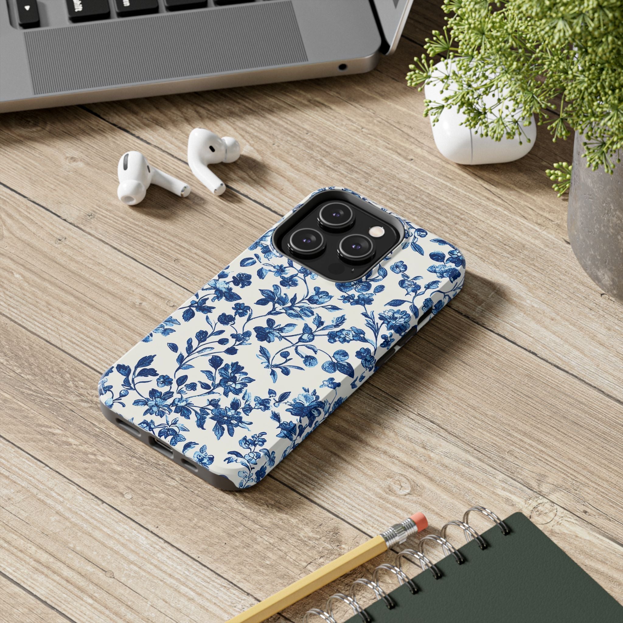 french-toile-floral-tough-phone-case-blue-phone-cover-protective-iphone-case-hard-shell-cellphone-case-vintage-design-phone-c