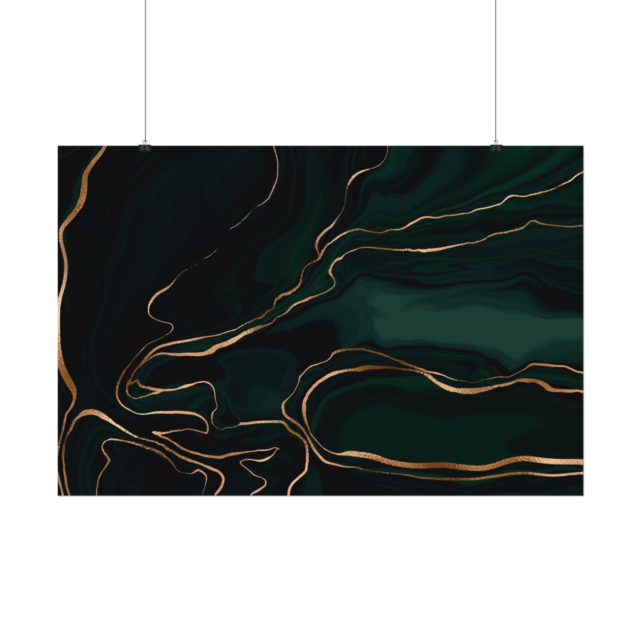 Abstract Green Gold Poster Print - Wall Art, Home Decor, Office Decor, Green Canvas Bedroom, Modern Art, Green Print